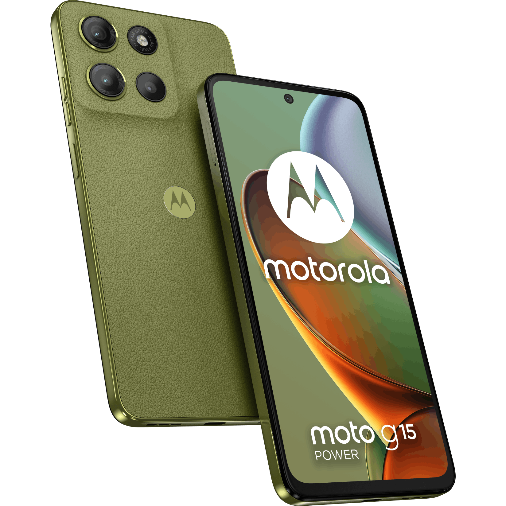 Motorola Moto G15 Power Iguana Green - Voorkant & achterkant