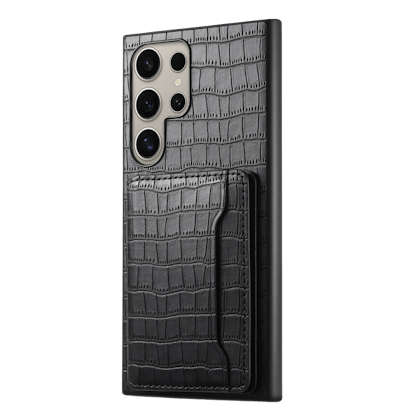 Mocaa Samsung Galaxy S24 Ultra Card Holder Backcover Croc Zwart