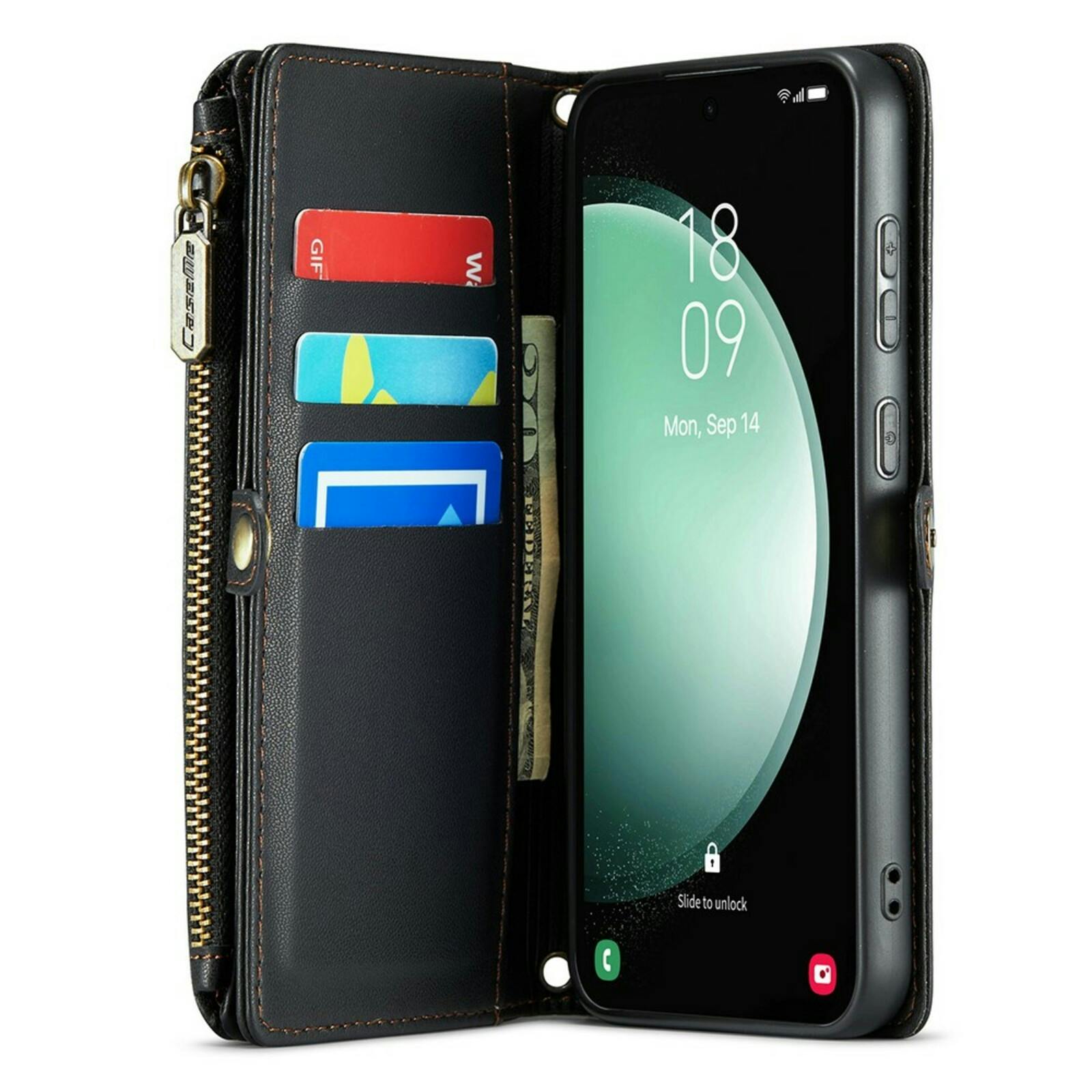 Caseme Samsung S23 FE Clutch Wallet met Koord Zwart