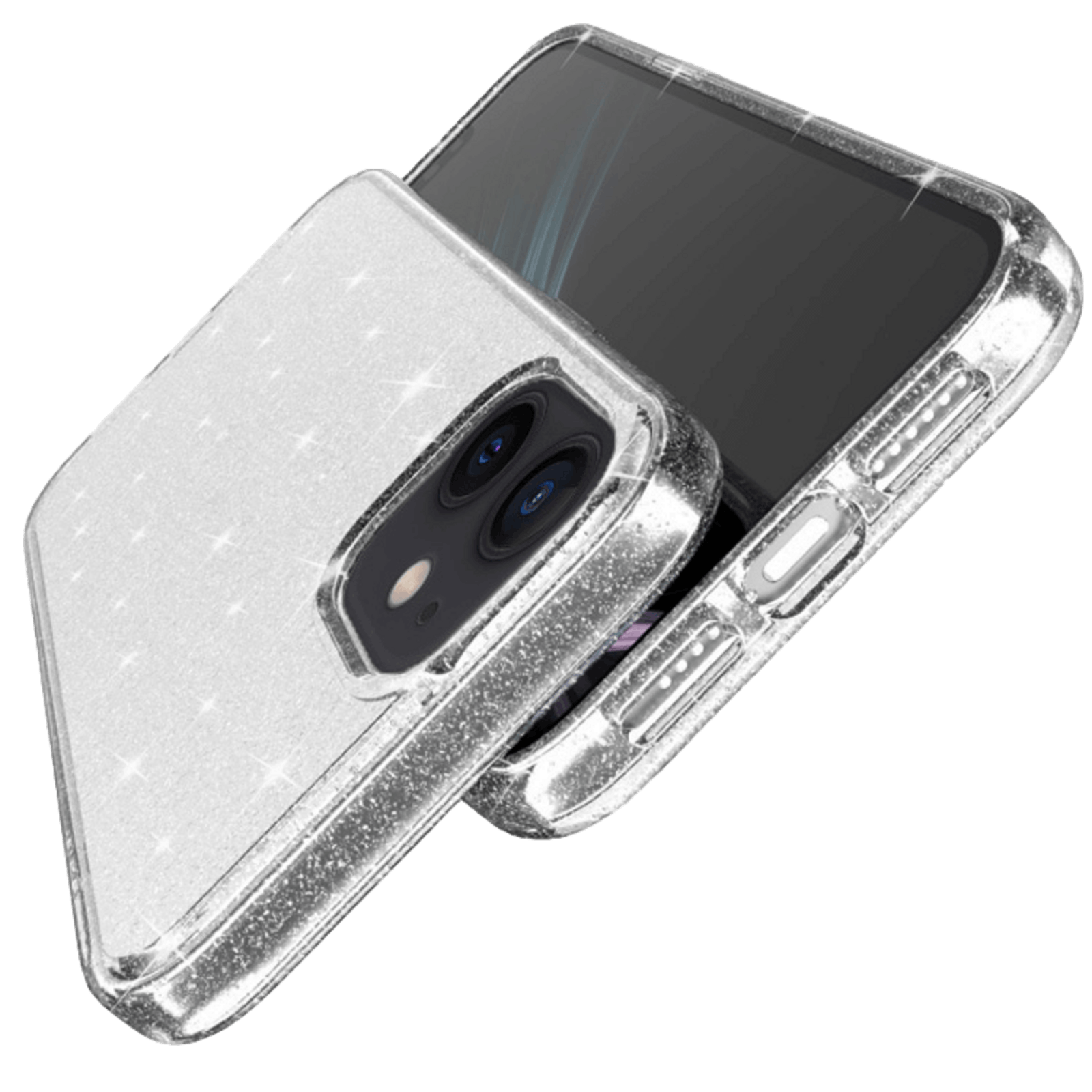 TwoTone Iphone 12 Mini Glitz Hoesje Transparant