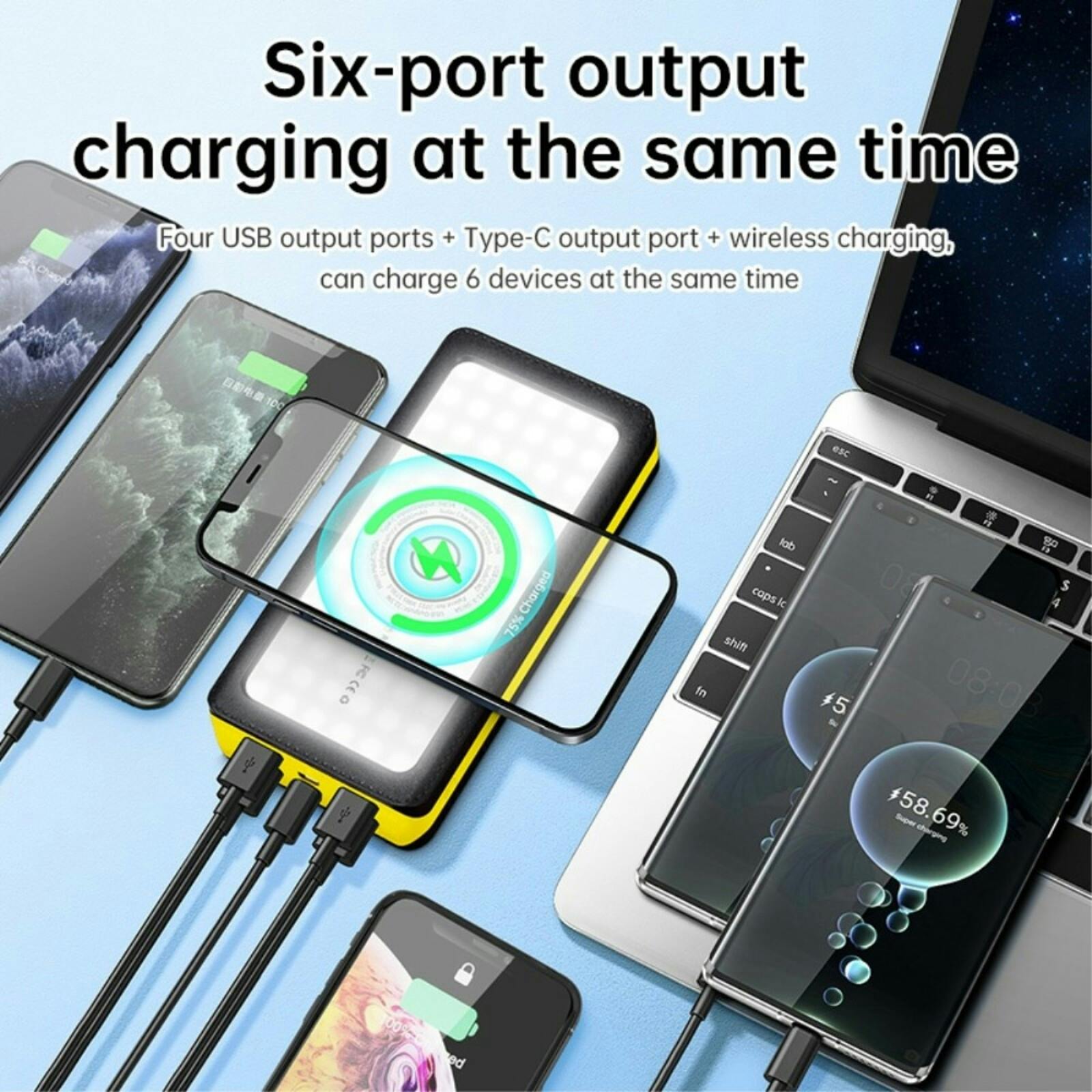 PSOOO 40.000mAh Fast Charging Outdoor Powerbank Geel 40.000 mAh