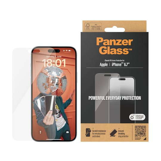 PanzerGlass iPhone 15 Plus Screenprotector Transparant