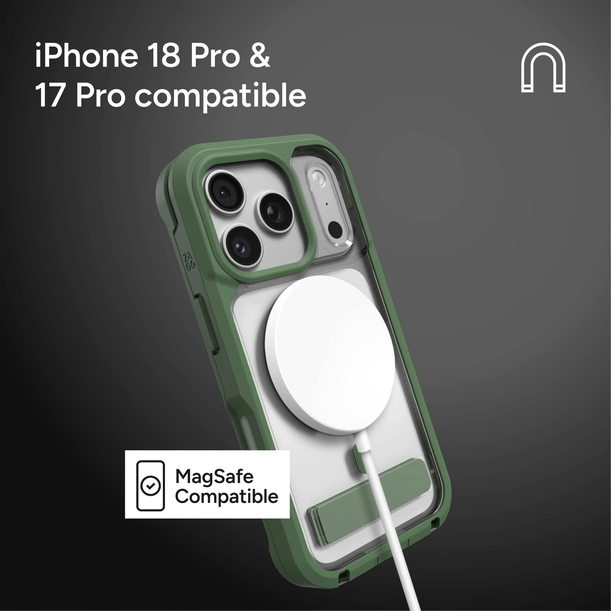 ZAGG iPhone 17 Pro / 18 Pro Rainier MagSafe Hoesje met Kickstand Groen