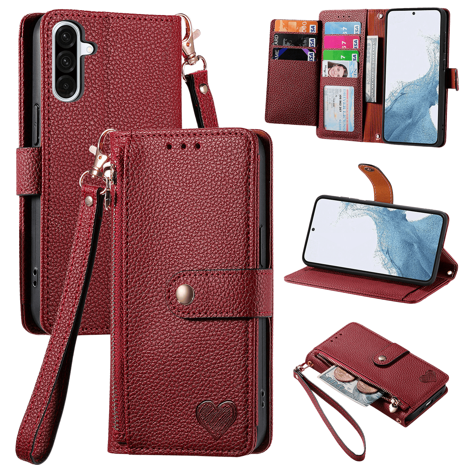Comfycase Samsung Galaxy A27 Love Heart Wallet Rood
