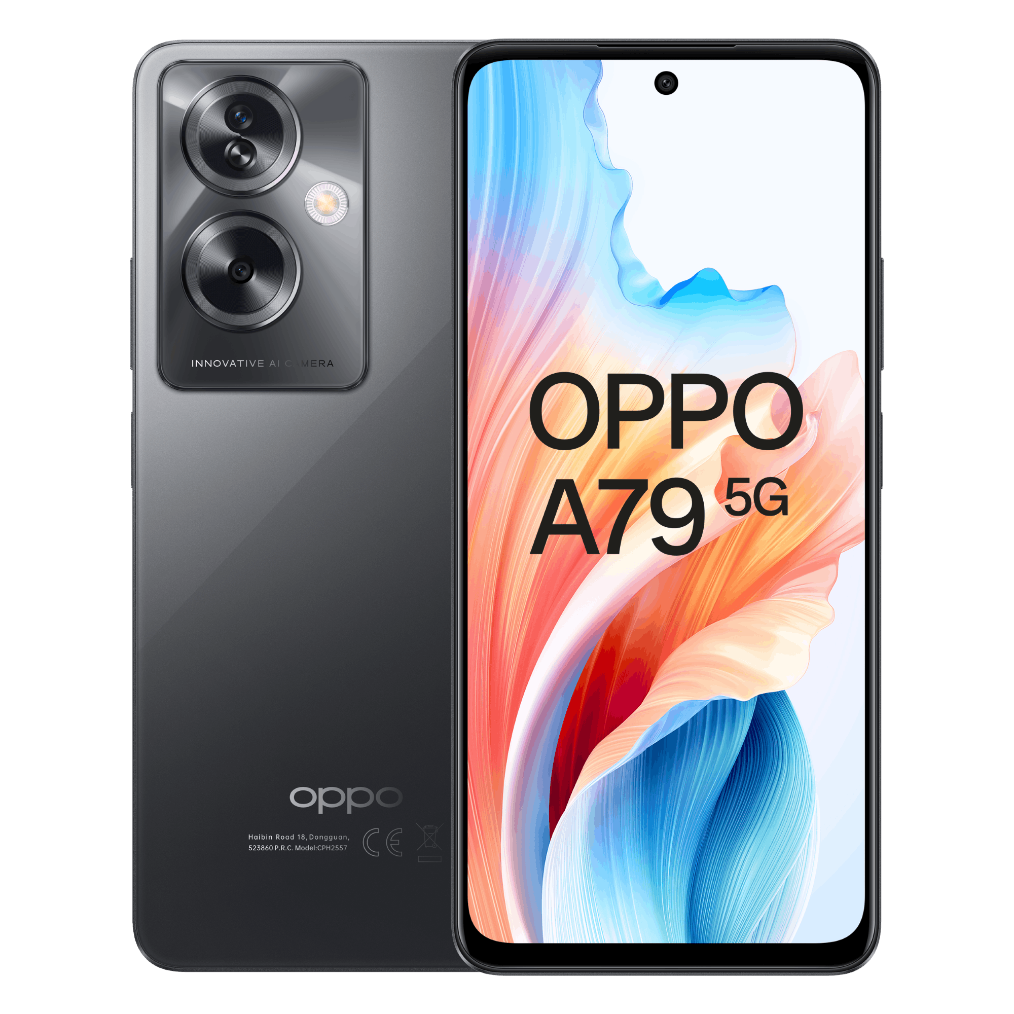 OPPO A79 5G Mystery Black - Voorkant & achterkant