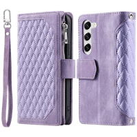 Comfycase Samsung Galaxy S23 Zipper Wallet Hoesje met Polskoord Paars