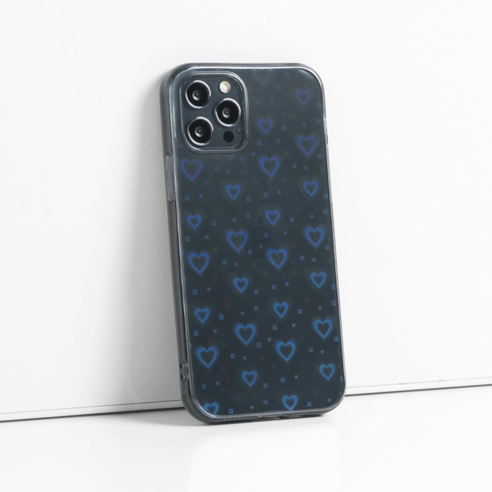 Mocaa iPhone 11 3D Effect Hoesje Hartjes Zwart