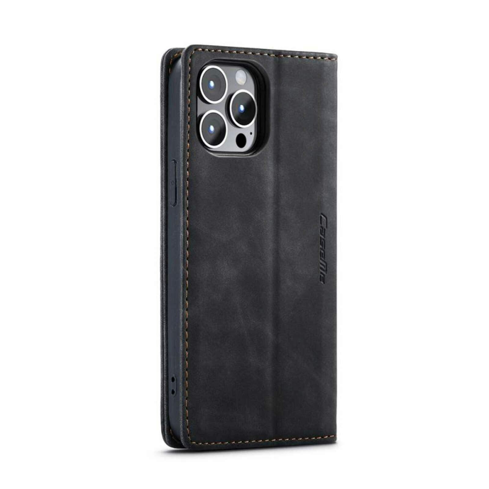 Caseme iPhone 14 Pro Max Retro Portemonnee Hoesje Zwart