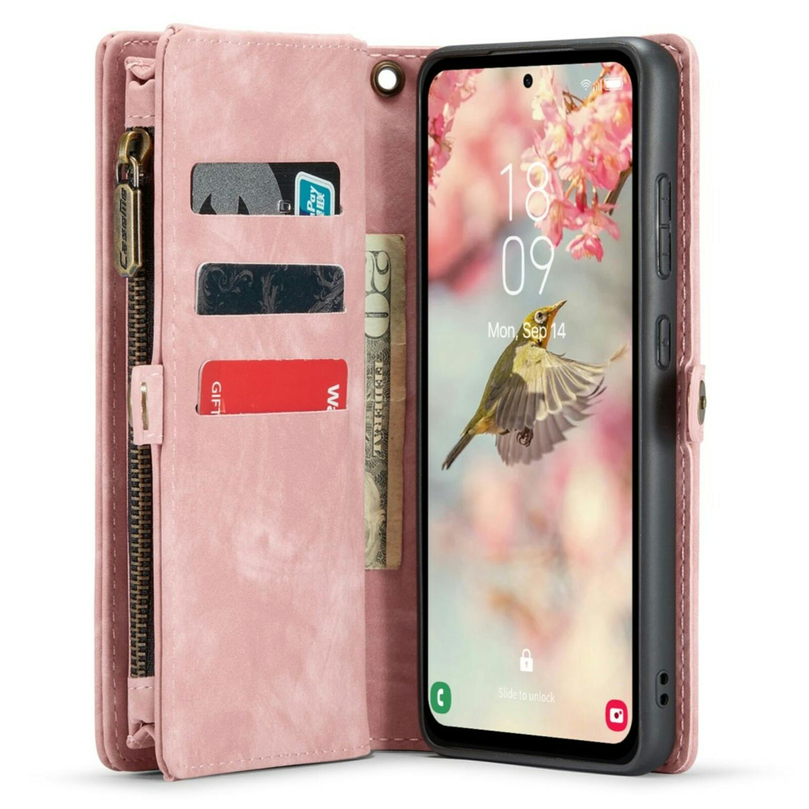 Caseme Samsung A55 Vintage Wallet Hoesje Roze