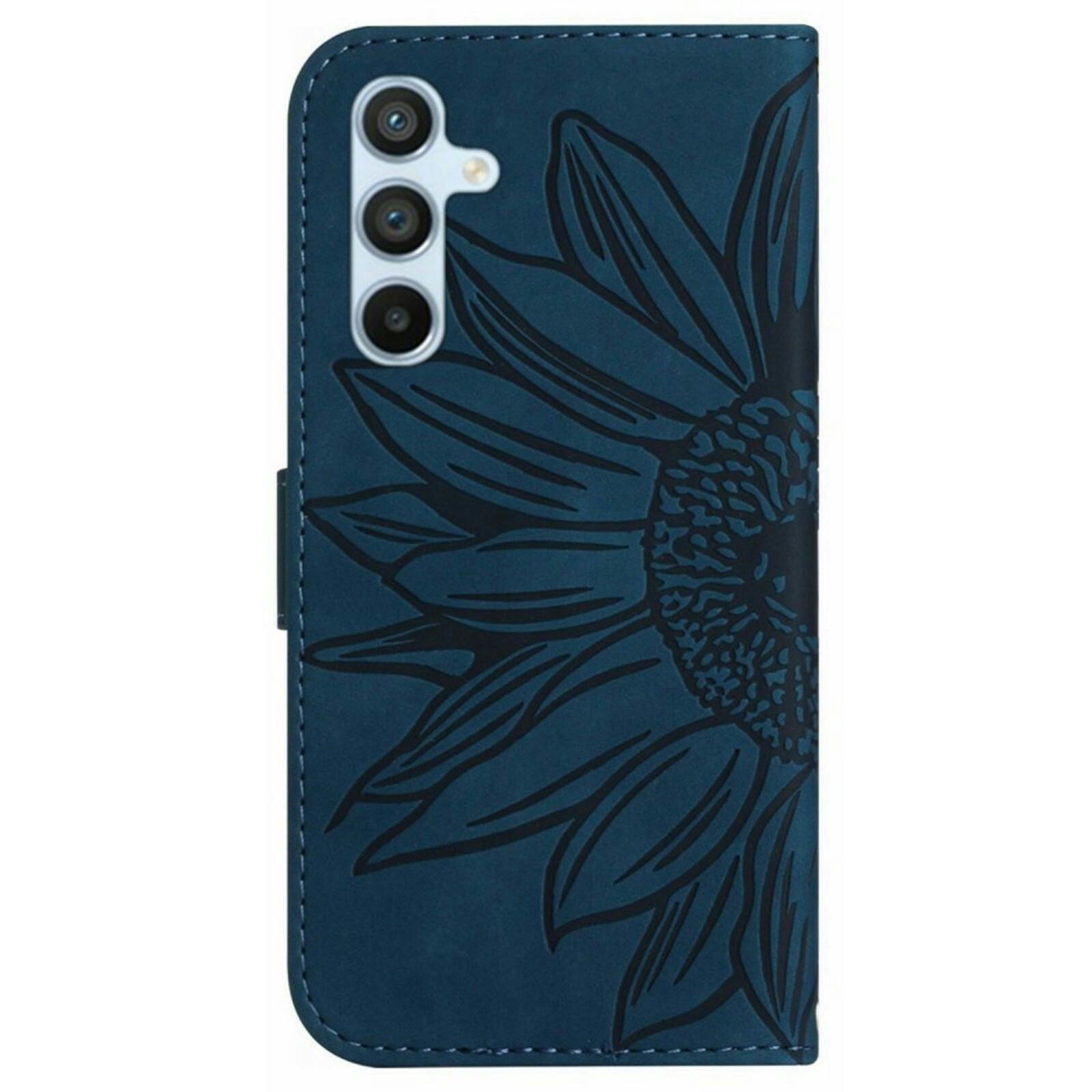 Mocaa Samsung Galaxy A55 Sunflower Bookcase met Koord Blauw