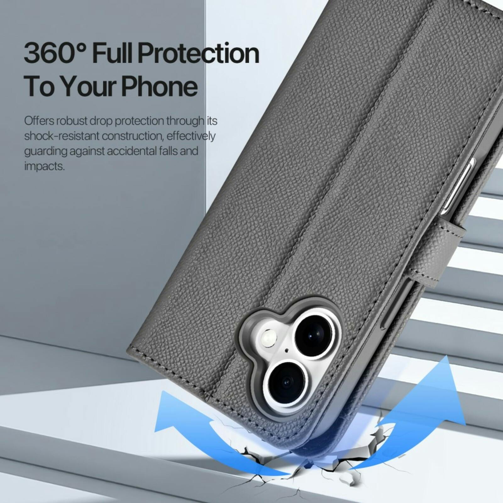 DUX DUCIS Apple iPhone 16 Premium 2-in-1 Bookcase met MagSafe Hoesje Grijs