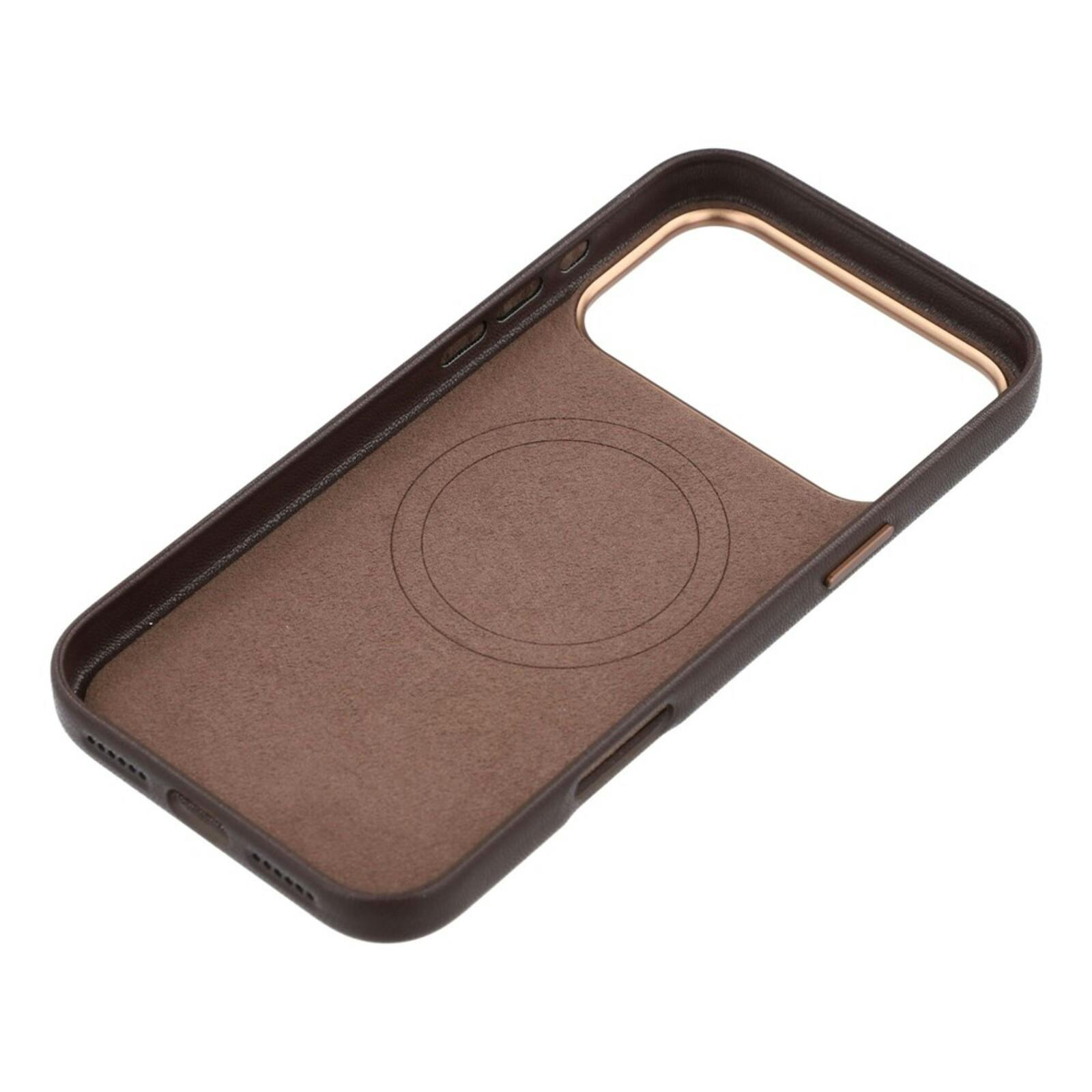 Comfycase iPhone 17 Pro / 18 Pro Biologisch Leren Magnetische Back Cover met Kaarthouder Bruin