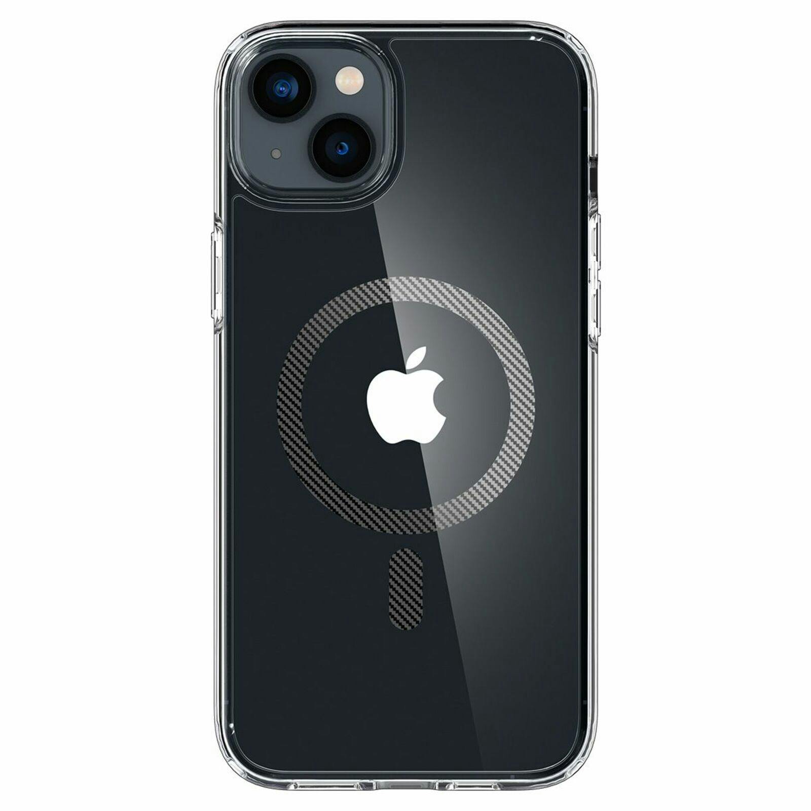Spigen iPhone 14 Plus Transparant MagSafe Hoesje Carbon Fiber