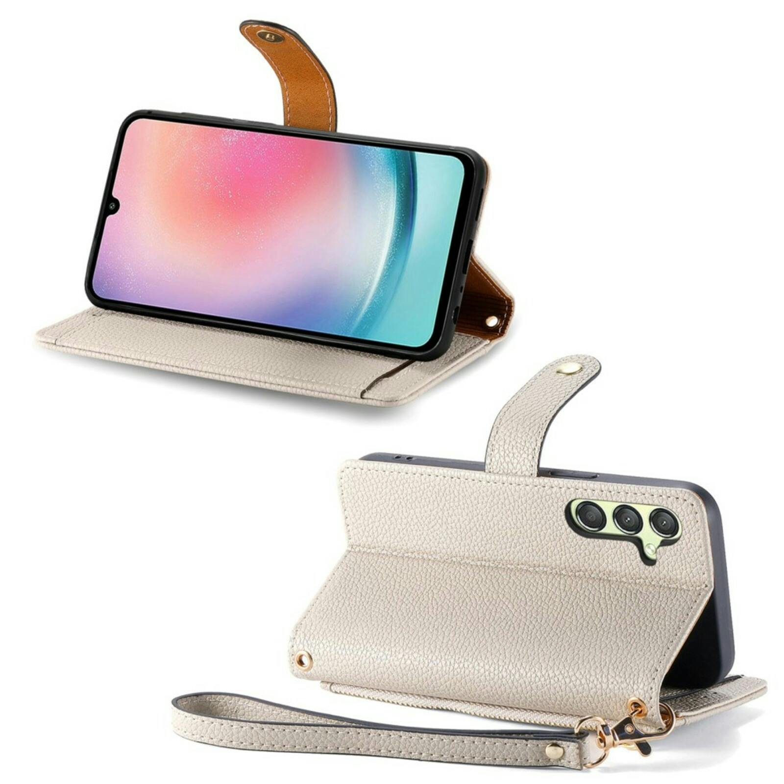 Mocaa Samsung Galaxy A25 Love Heart Wallet Hoesje Grijs