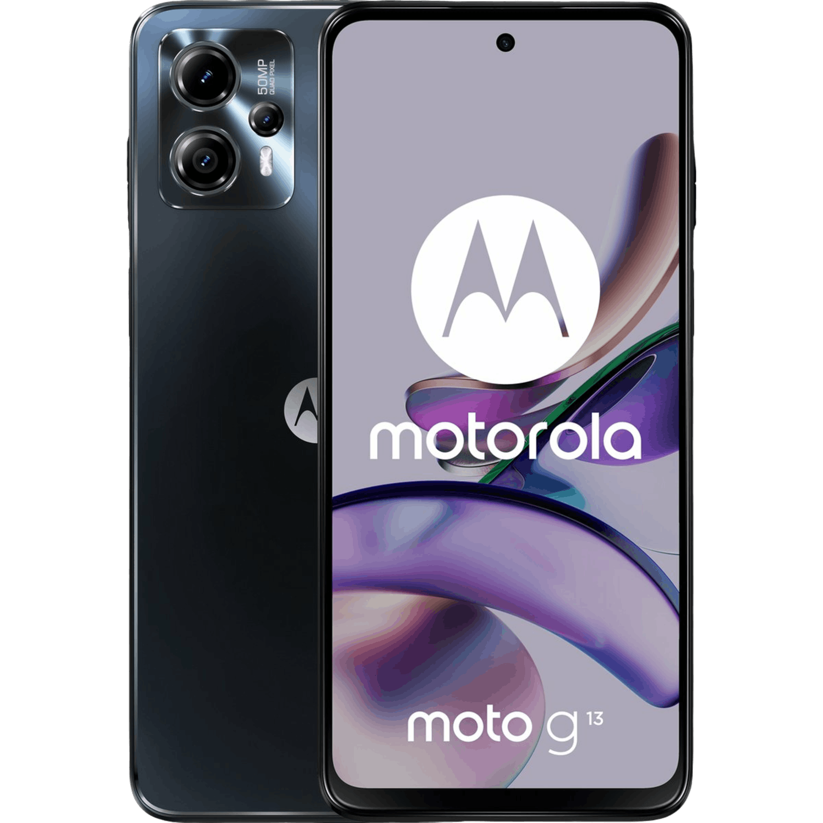 Motorola Moto G13 Matte Charcoal - Voorkant & achterkant