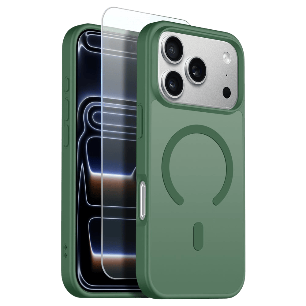 Northjo 2-in-1 iPhone 17 Pro Hoesje – Shockproof, MagSafe + Screenprotector Groen