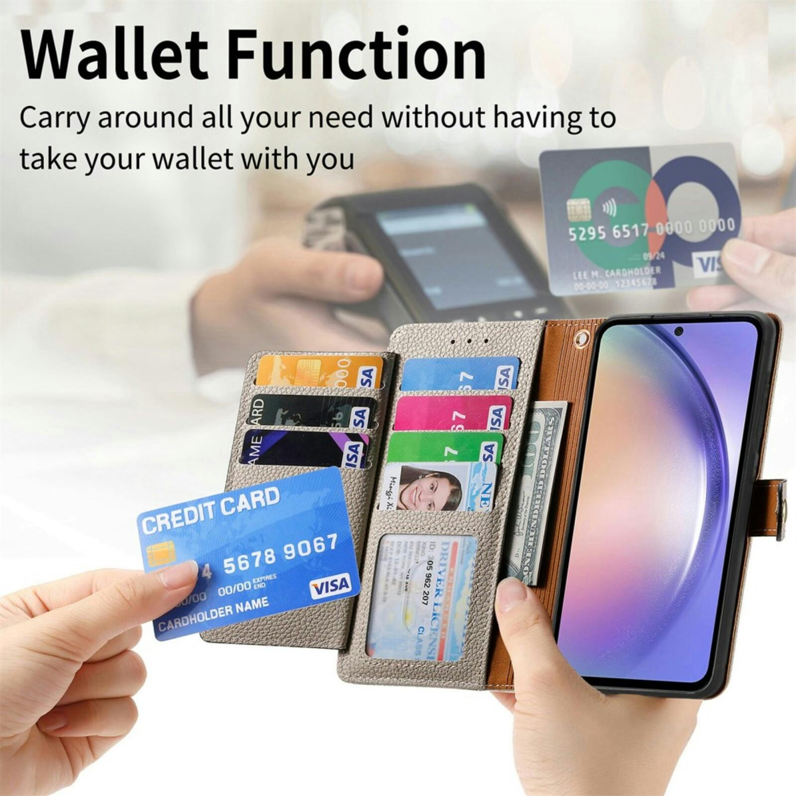 Mocaa Samsung Galaxy A56 Love Heart Wallet Hoesje Beige