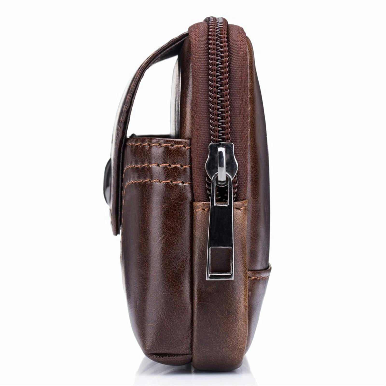 Bullcaptain Horizontal Leather Smartphone Pouch Bruin XL