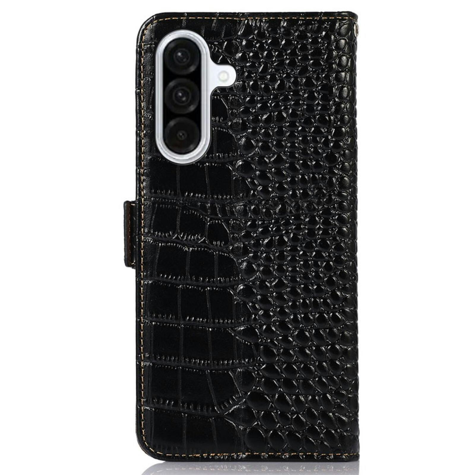Mocaa Samsung Galaxy A56 Croco Book Case Leer Zwart