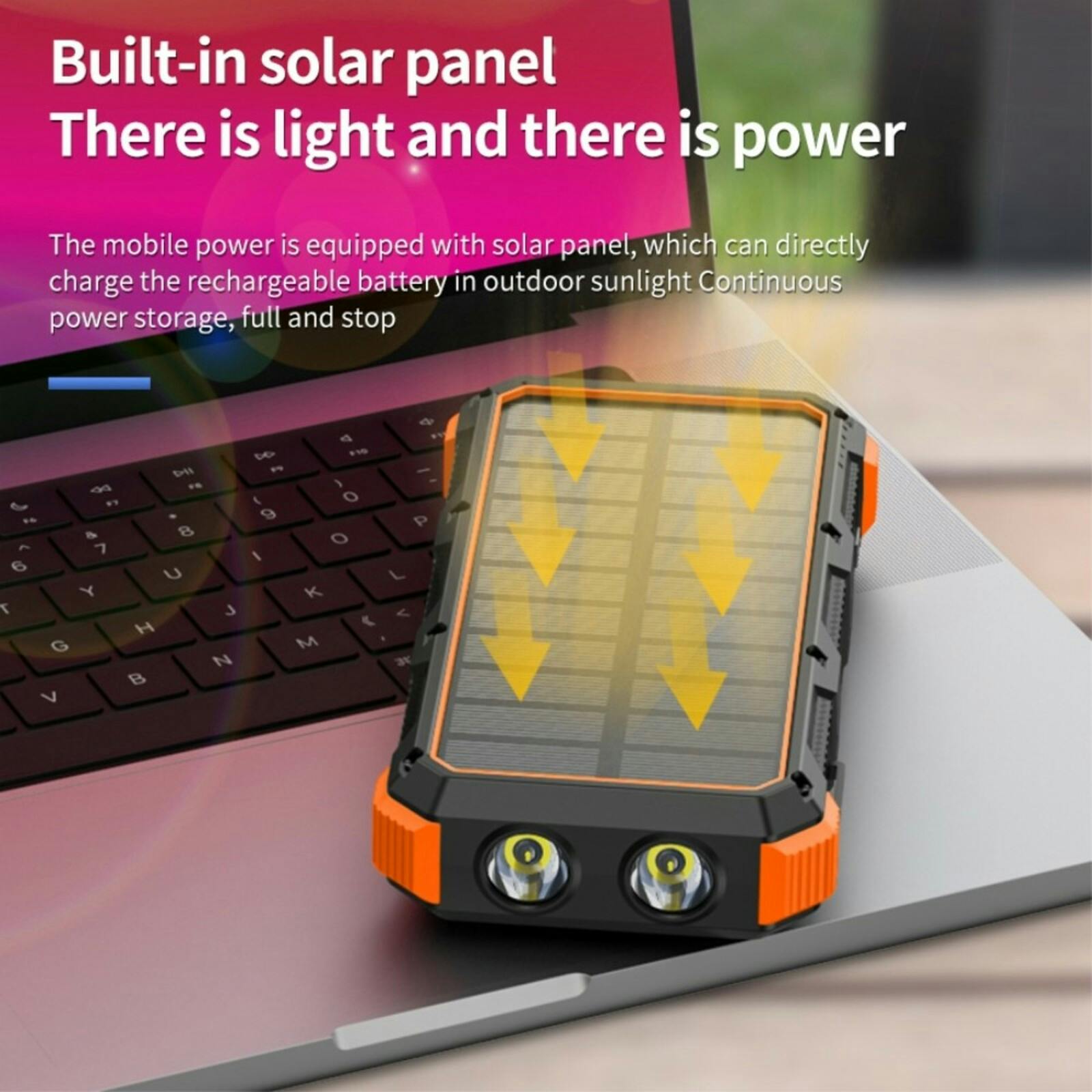PSOOO 20.000mAh Rugged Solar Charging Powerbank Oranje 20.000 mAh