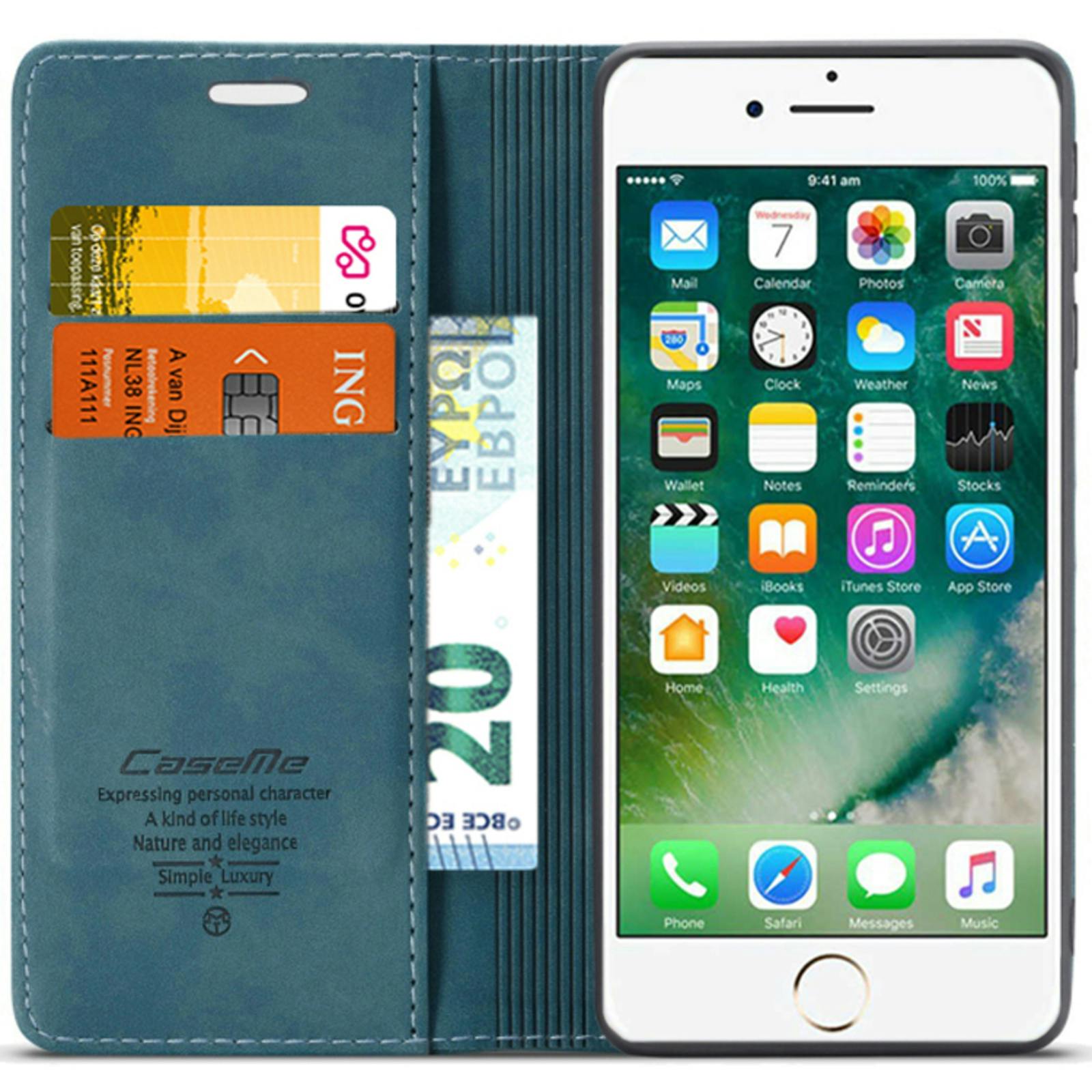 Caseme iPhone 6 / 6s Business Wallet Bookcase Hoesje Blauw