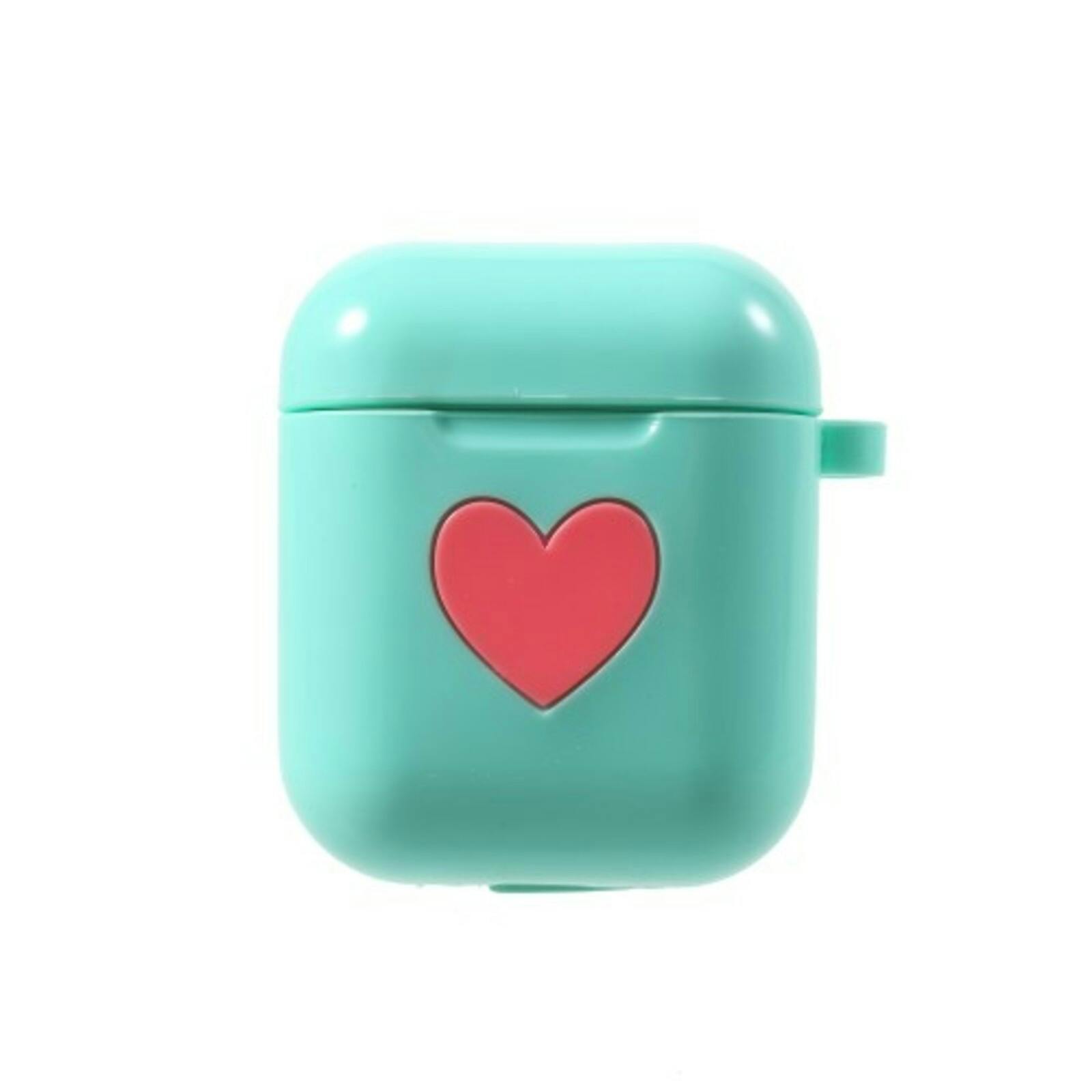 CaseBody Heart Siliconen Beschermhoesje AirPods 1/2 met Haak Groen
