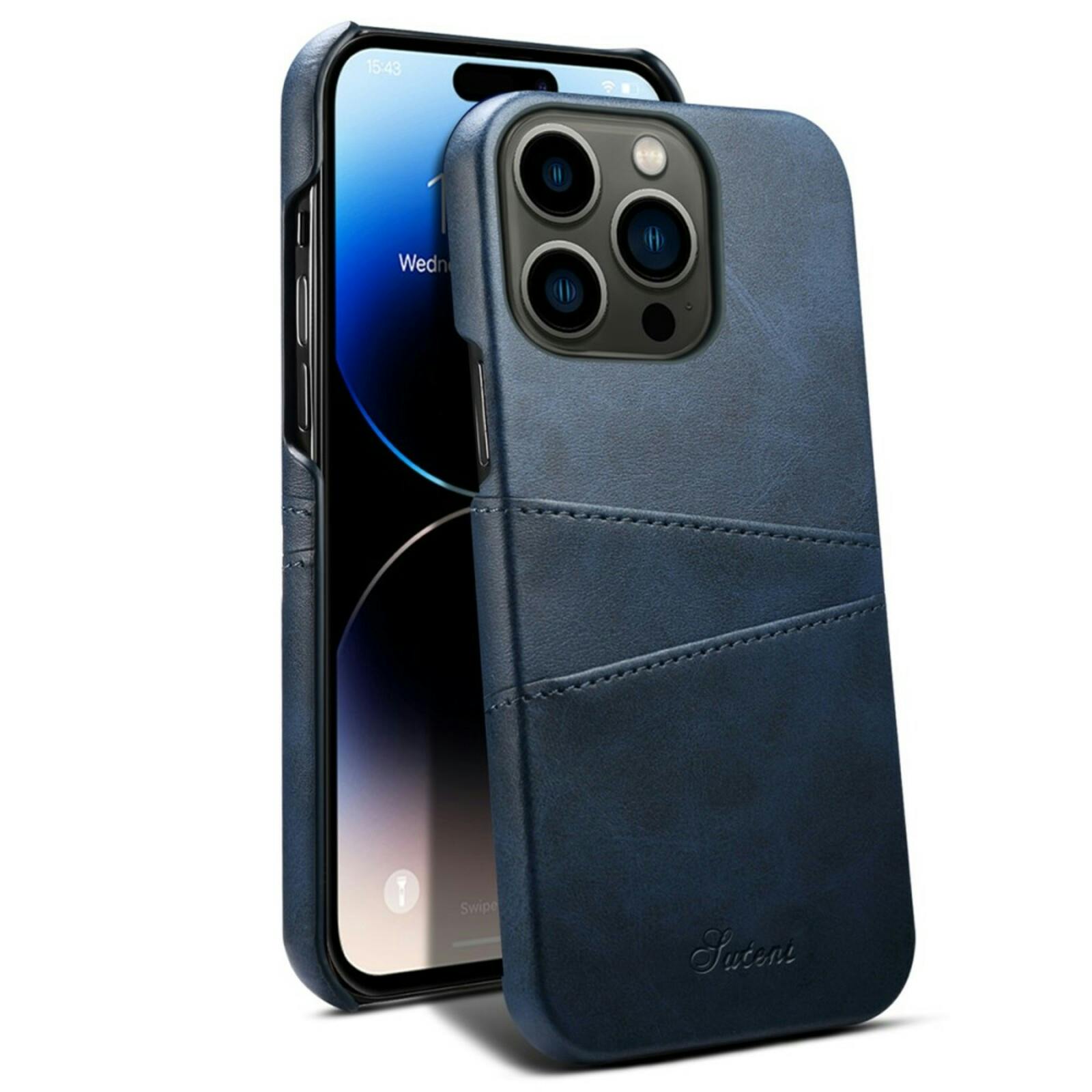 Suteni Apple iPhone 15 Pro Max Business Case Pasruimte Blauw