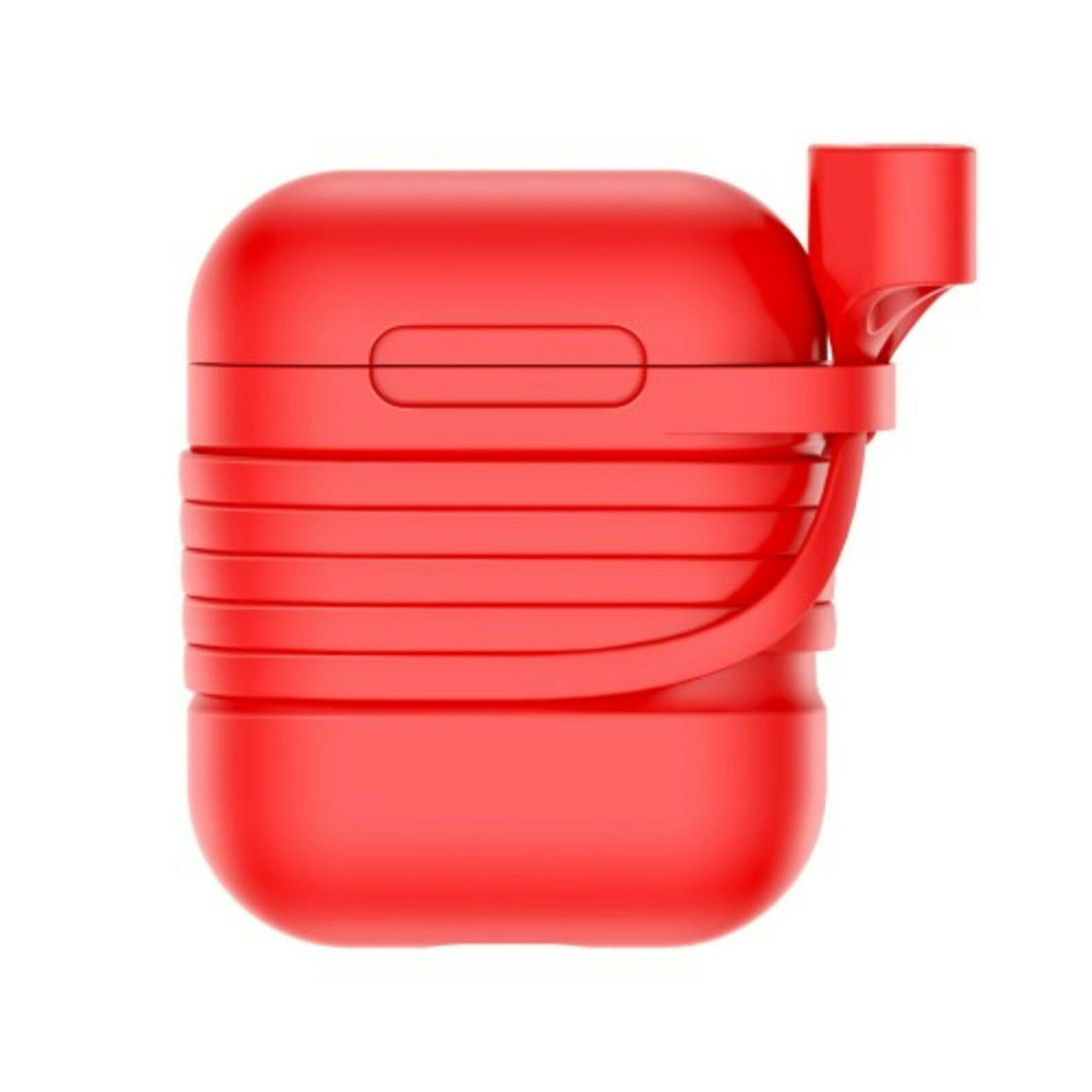 Baseus Luxe AirPods 1/2 Case met Anti-Lost Strap Rood