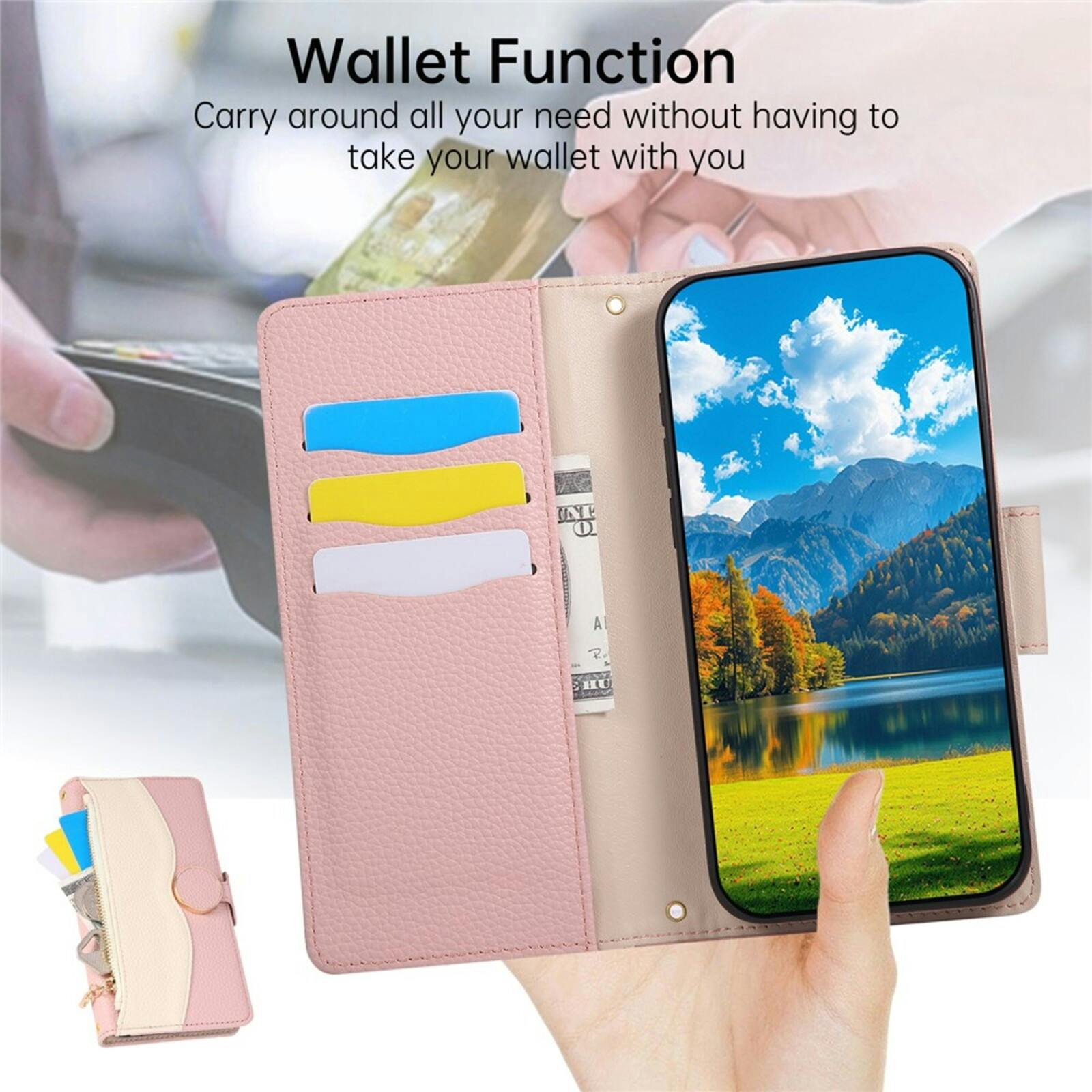 TwoTone Samsung Galaxy A57 Zipper Boek Hoesje Roze