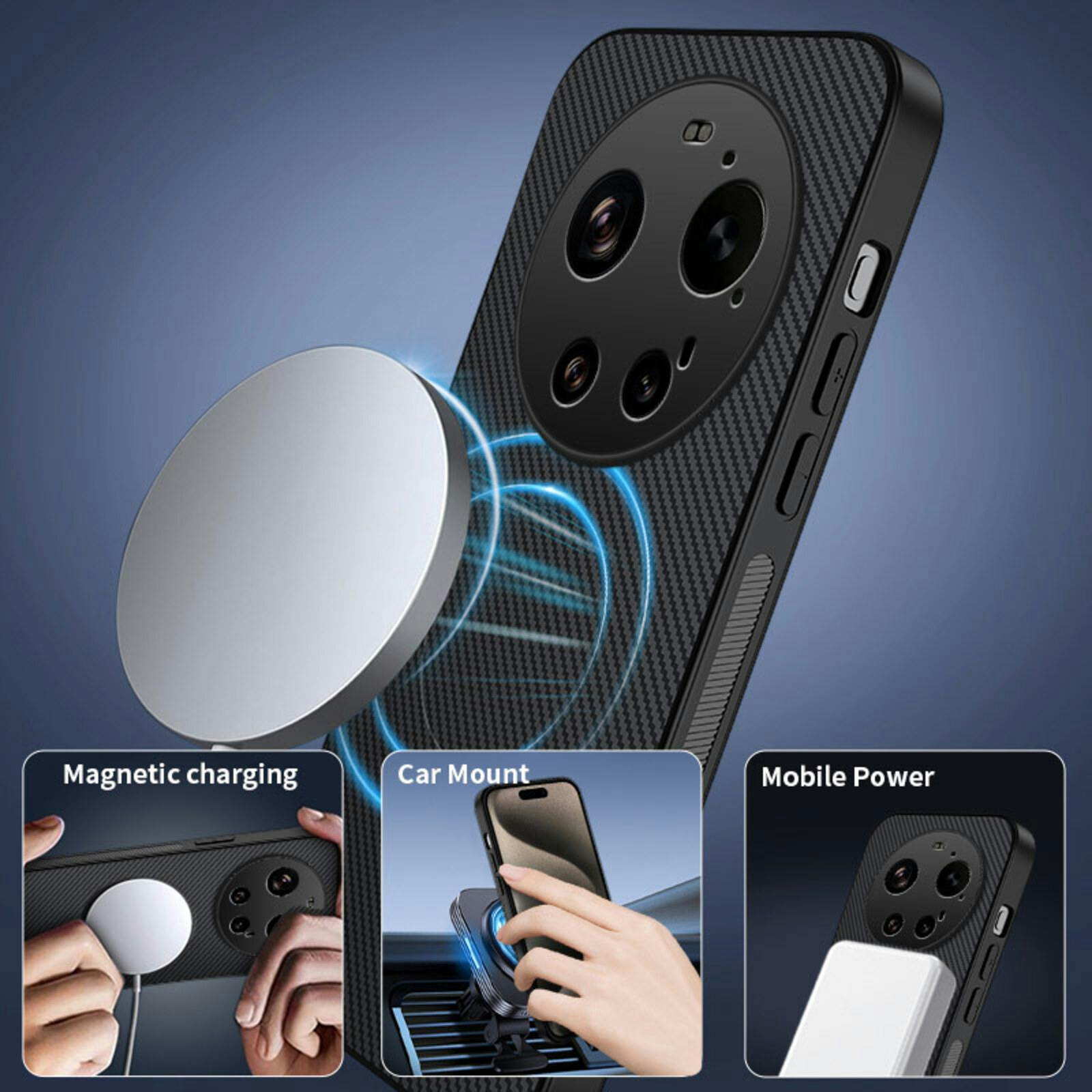 CaseBody Xiaomi 17 Ultra Carbon Fiber Magnetic Hoesje Zwart