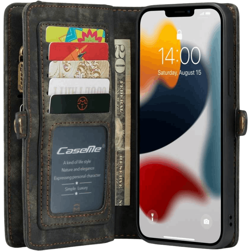 Caseme iPhone 13 Pro Portemonnee Hoesje Alles-in-één Zwart