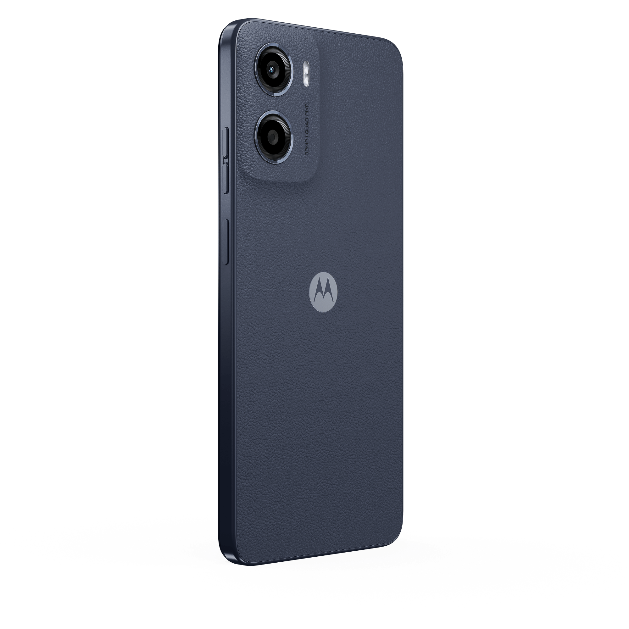 Motorola Moto E15 Denim Blue - Aanzicht vanaf links