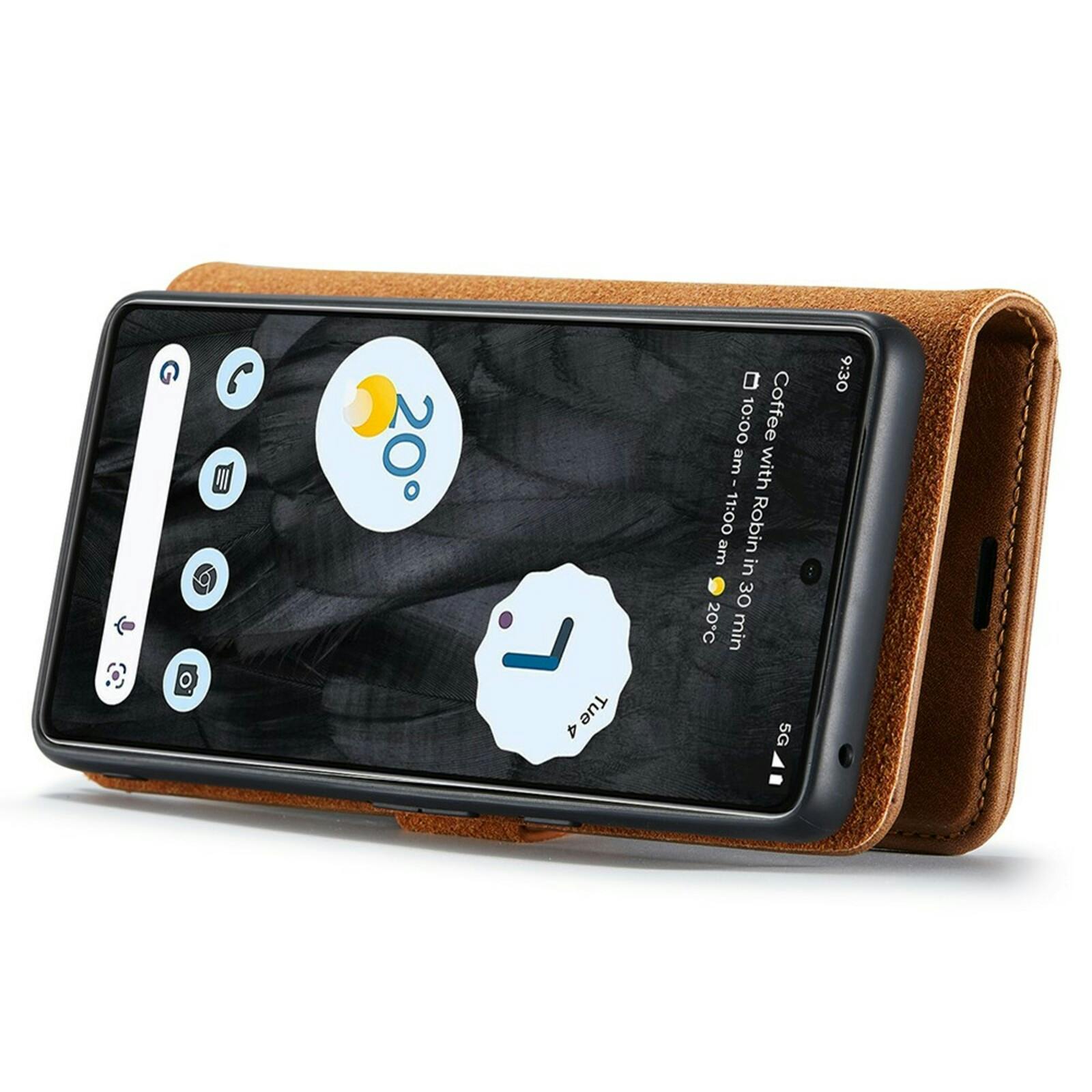 DG.MING Google Pixel 8 Pro Lederen 2-in-1 Wallet Hoesje Bruin