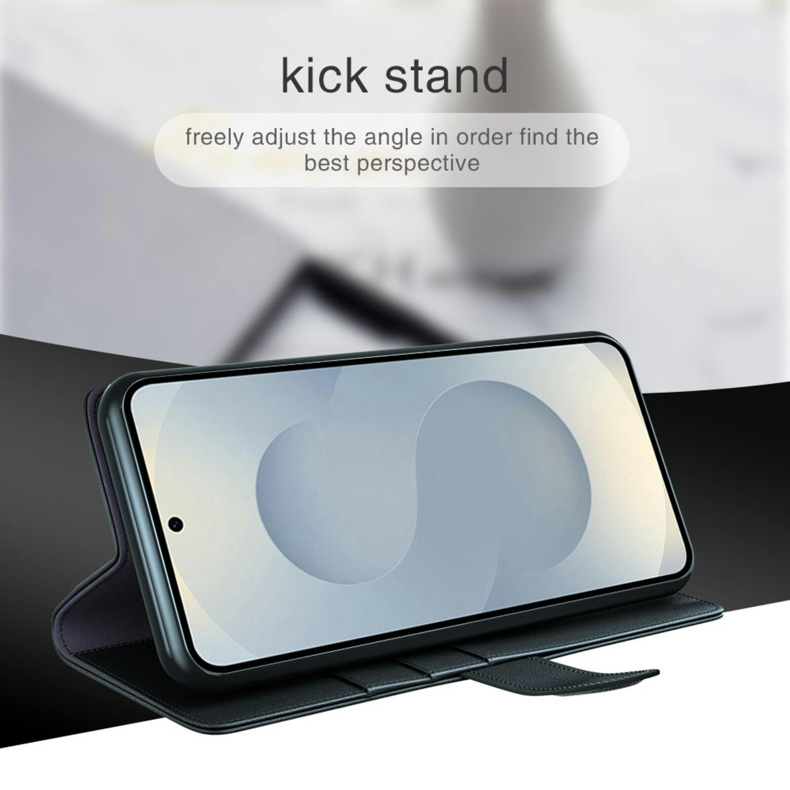 Fonexio Samsung Galaxy S25 Edge Luxe Lederen Bookcase Zwart