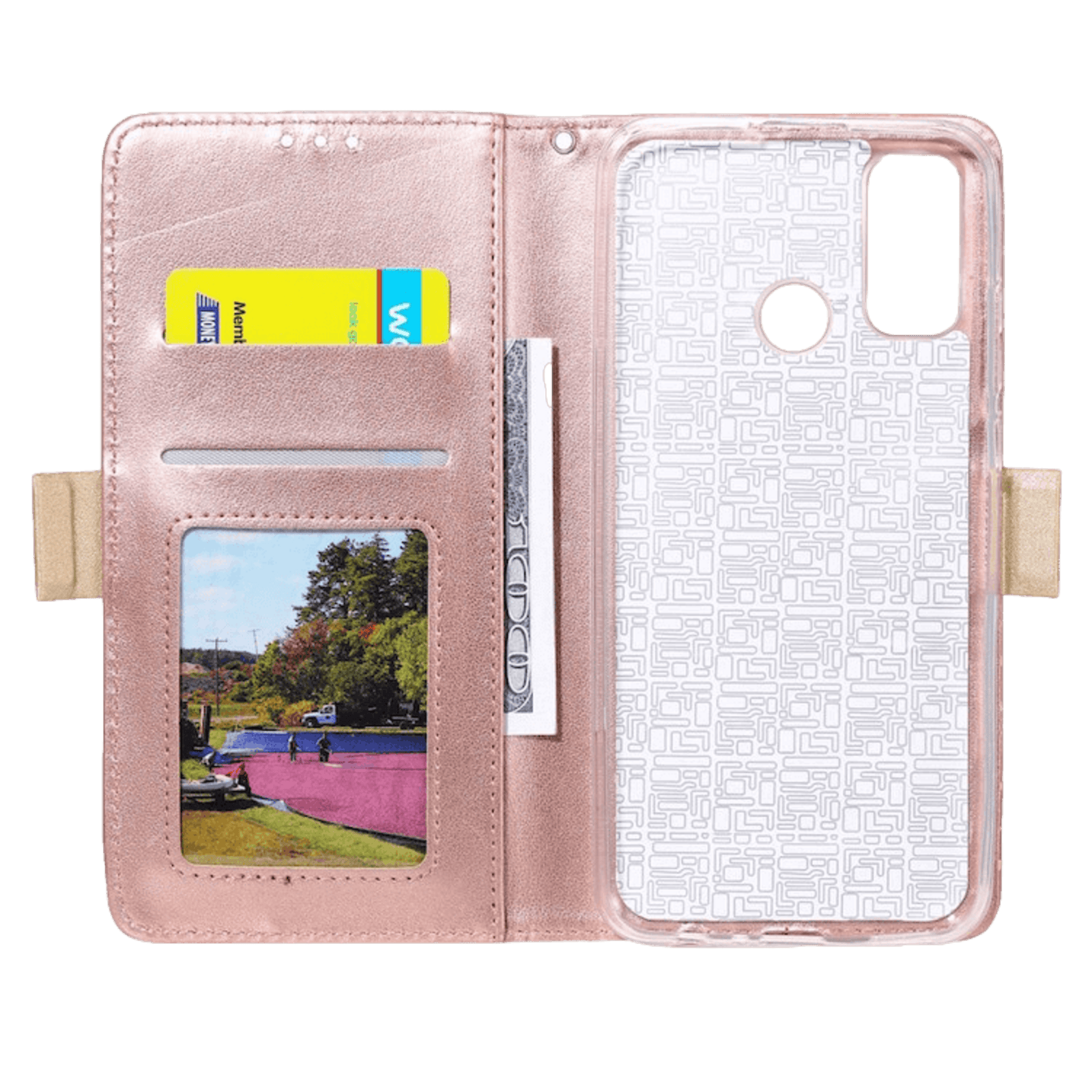 CaseBody Samsung Galaxy A21s Lace Zipper Portemonnee Hoesje Roségoud