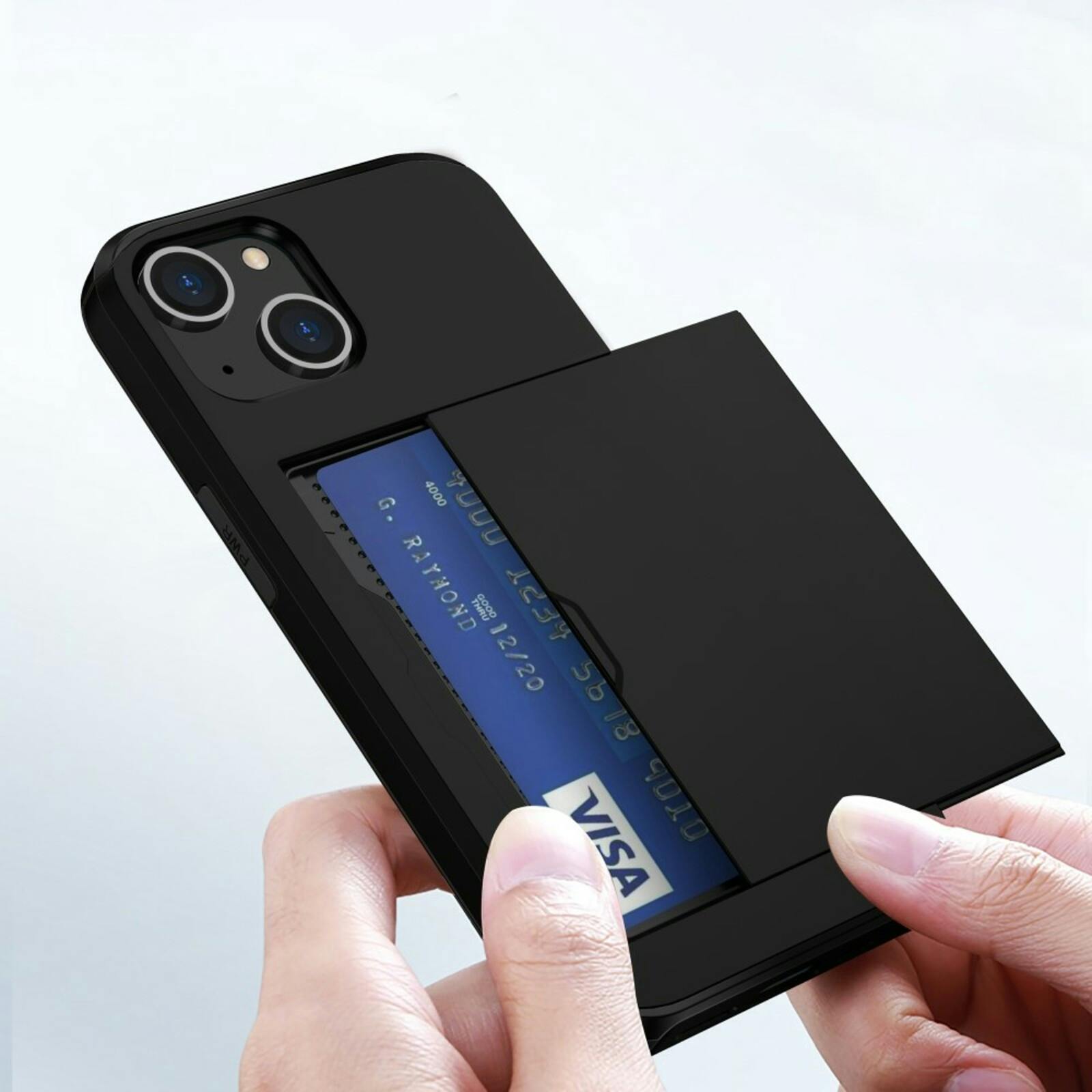 Slide Case Apple iPhone 15 Hoesje Met Pashouder Zwart