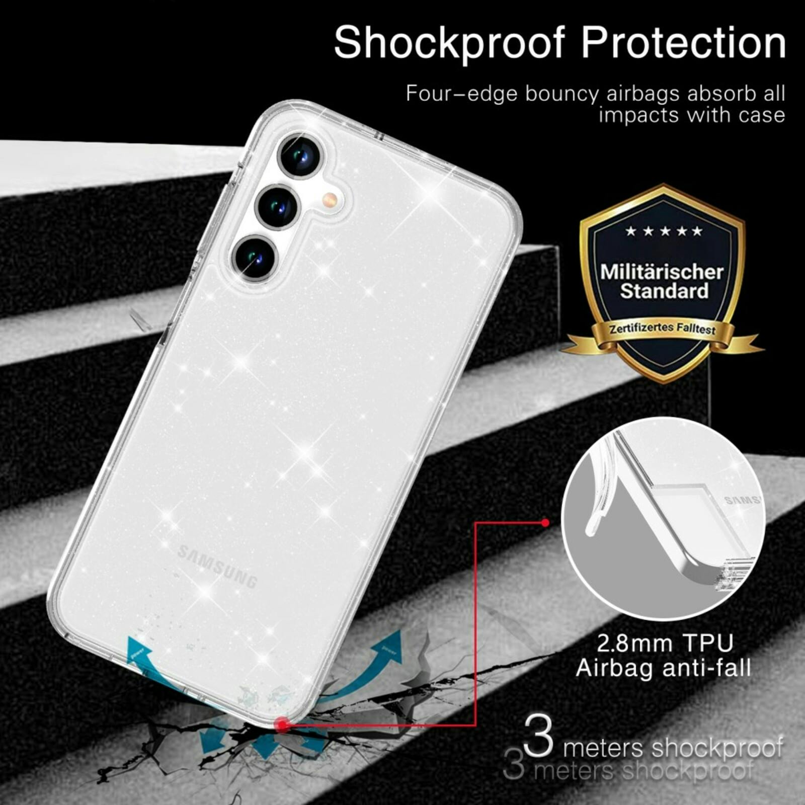 Mocaa Samsung Galaxy A16 Glitz Beschermhoesje Transparant