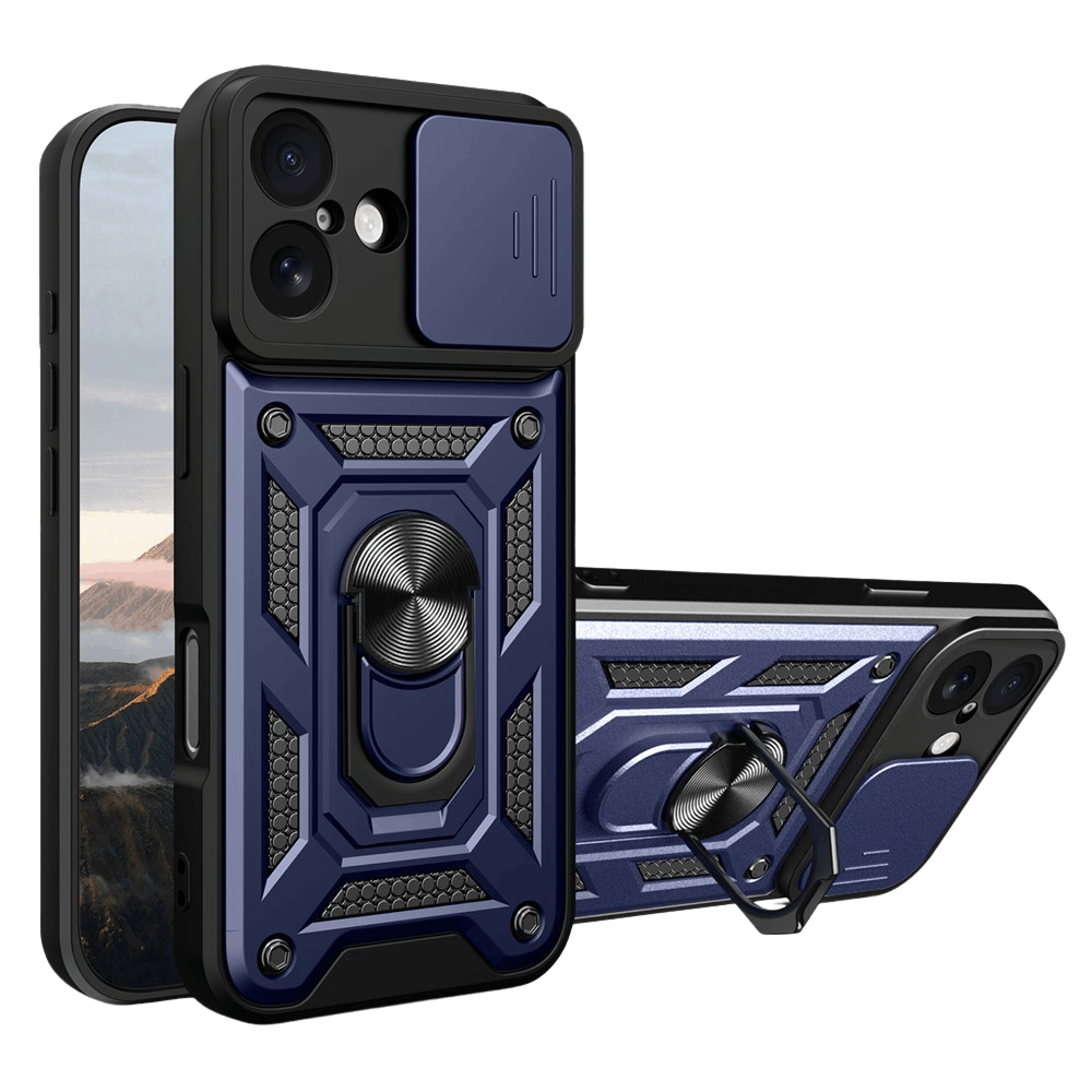 CaseBody Apple iPhone 17 Shield Case met Camera-schuif Blauw