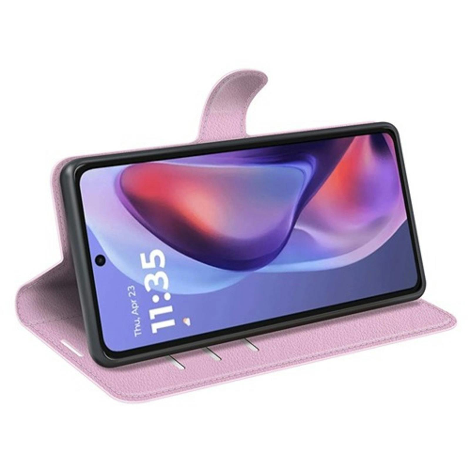 Mocaa Motorola Moto E15 4G Slim-Fit Bookcase Roze