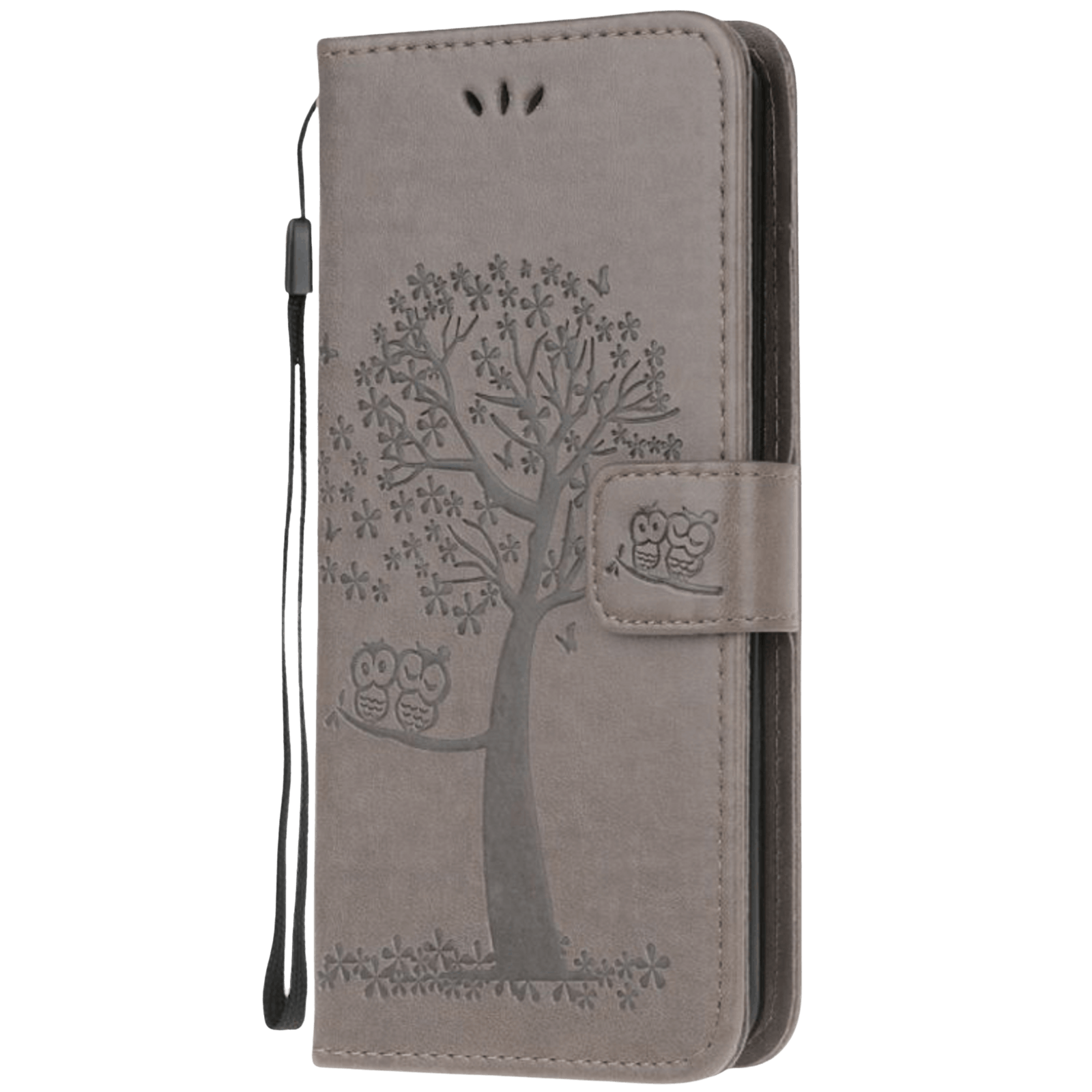 Comfycase Samsung Galaxy A41 Bookcase Hoesje Uiltjes Grijs