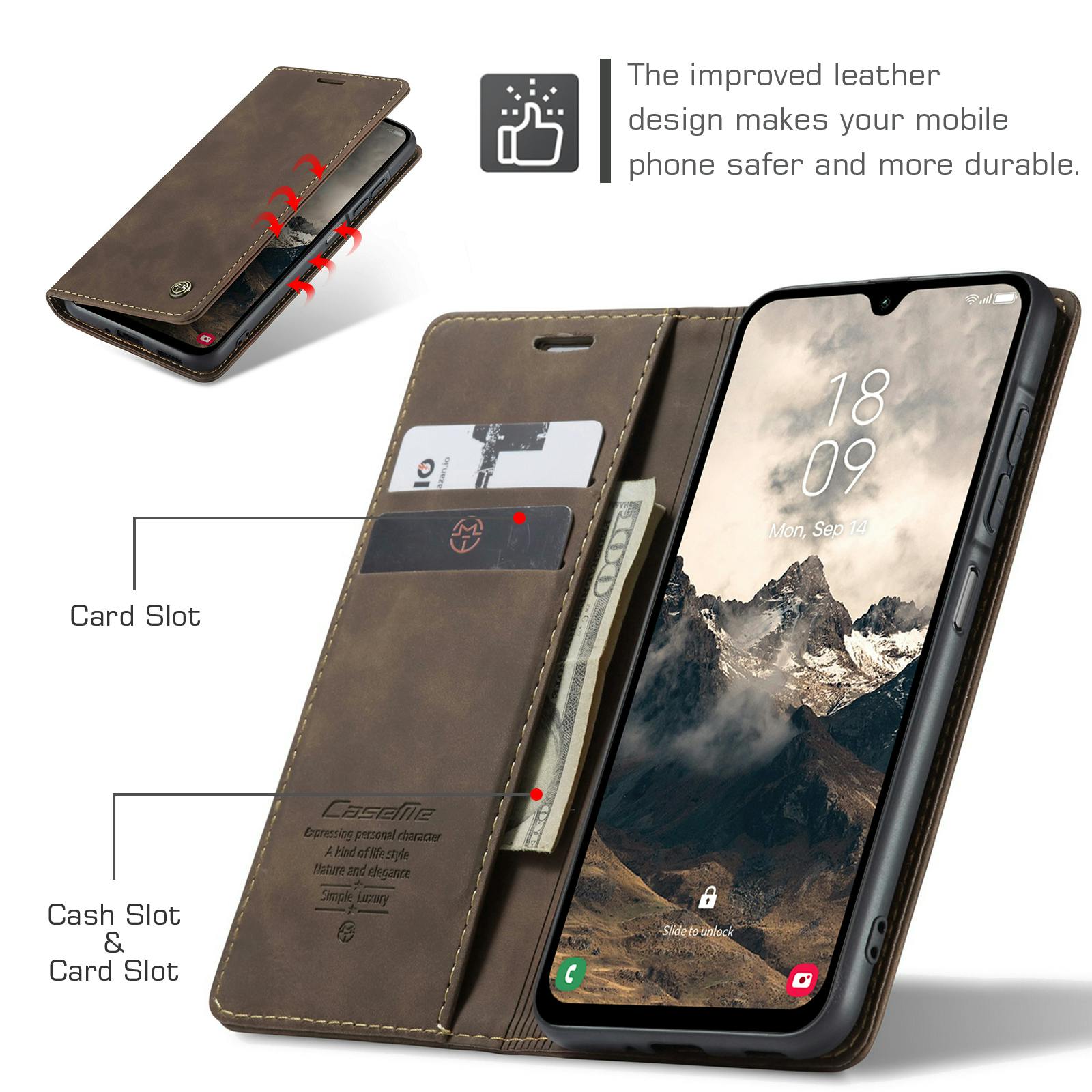 Caseme Samsung Galaxy A57 Business Bookcase Hoesje Bruin