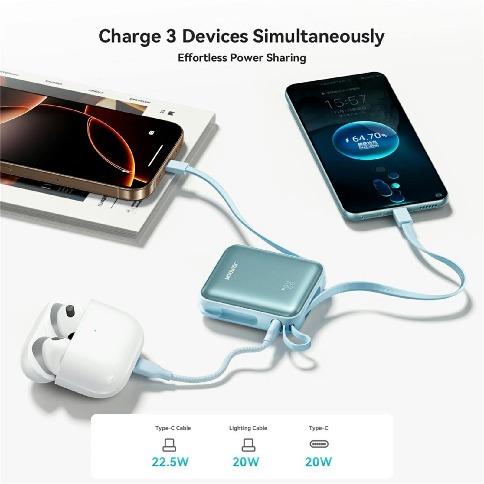 Joyroom 10.000mAh 22.5W Premium Mini Powerbank Goud 10.000 mAh