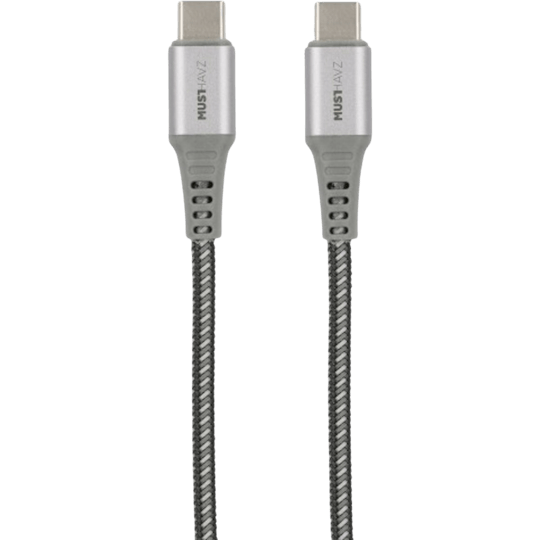 Musthavz USB-C naar USB-C Nylon Kabel Gray 1m
