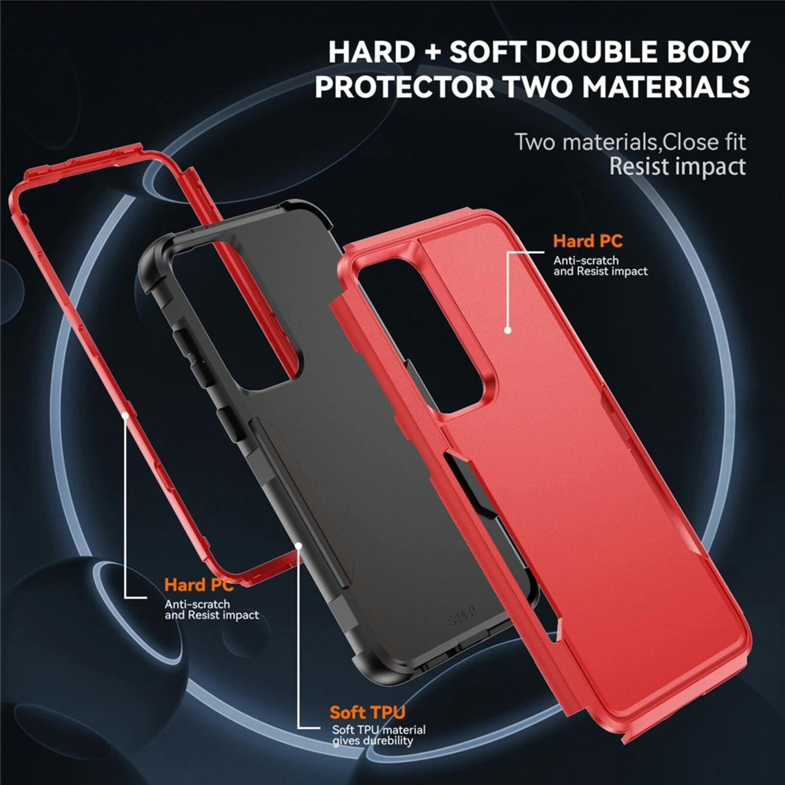 CaseBody Samsung Galaxy S24/S25 3-in-1 Shockproof Hardcase Rood