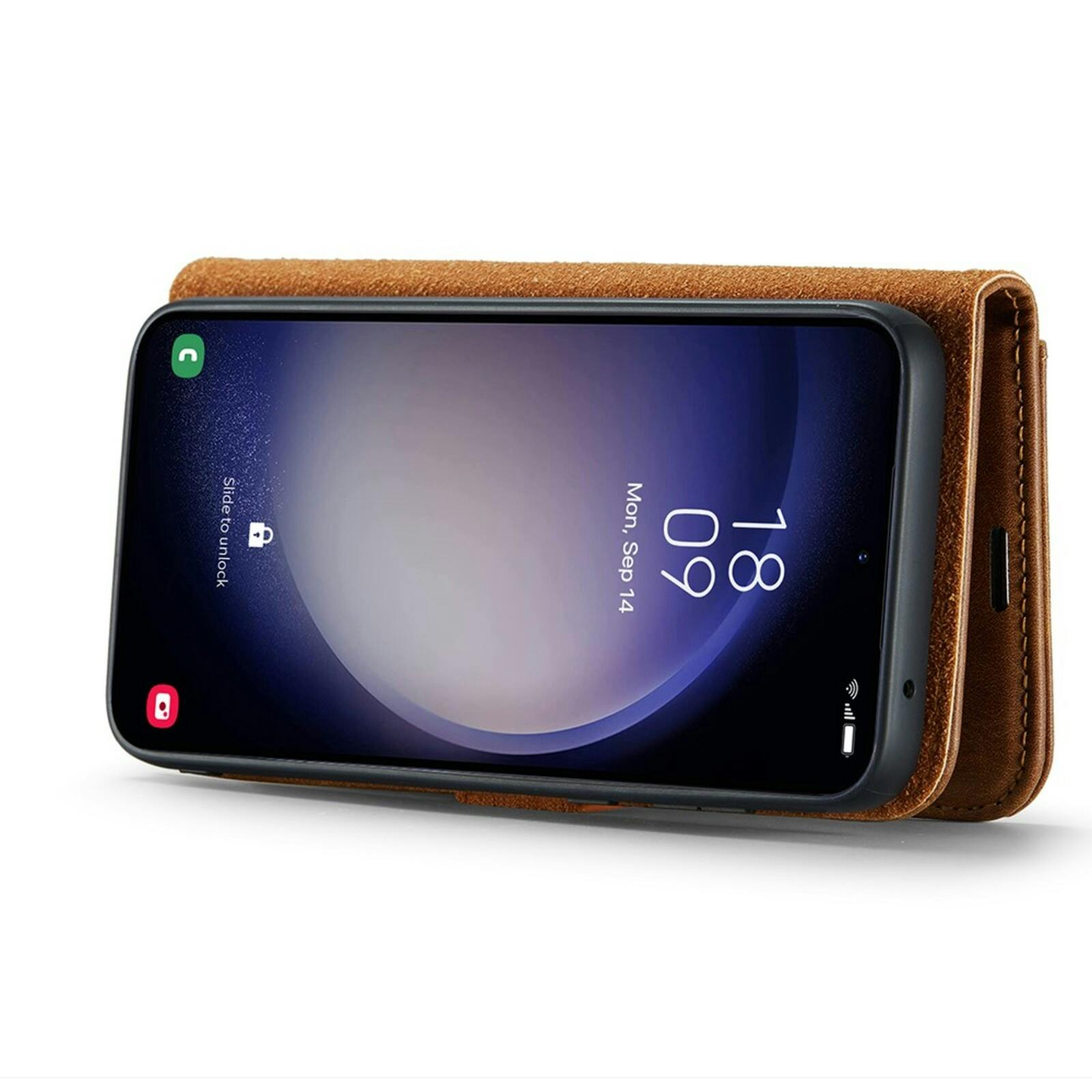 DG.MING Samsung Galaxy S25 Lederen 2-in-1 Wallet Hoesje Bruin