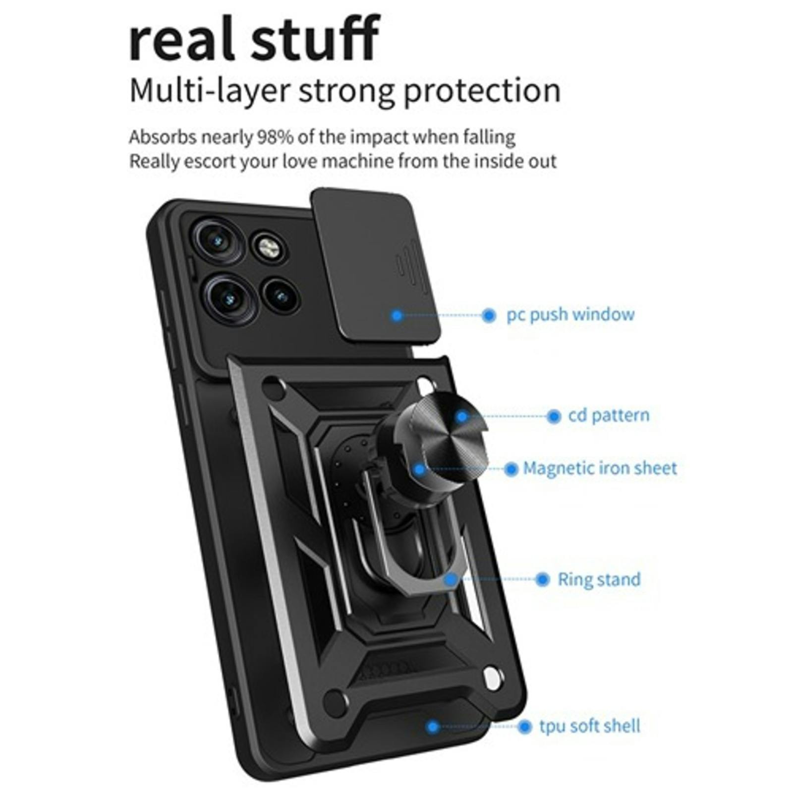 CaseBody Motorola Edge 50 Neo 5G Shield Case met Camera-schuif Zwart