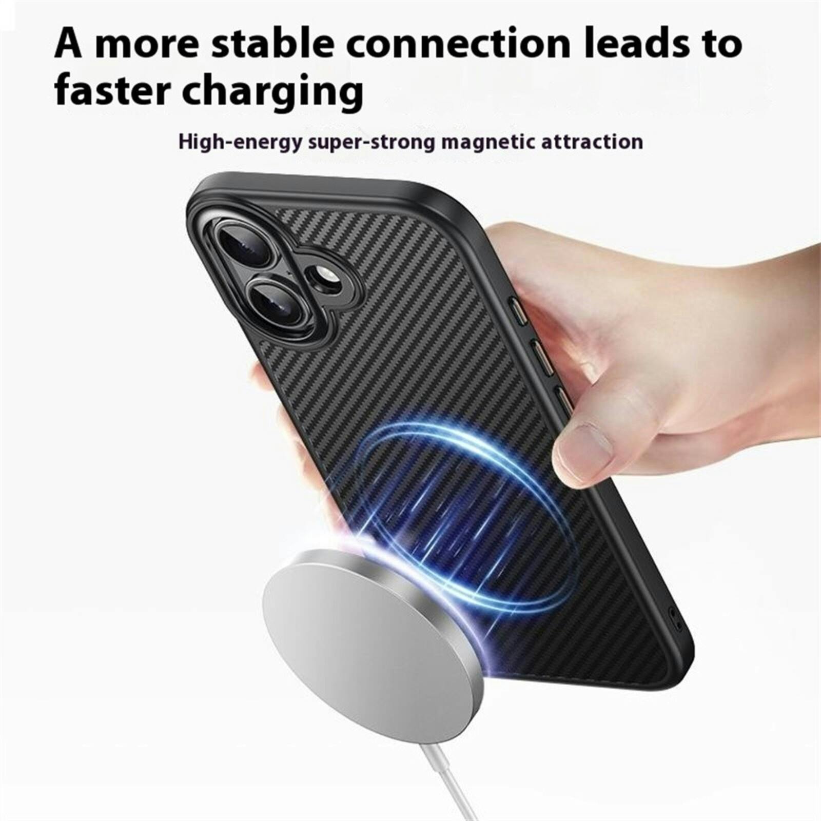 Mocaa Apple iPhone 17 Slim Carbon Pantser MagSafe Case Zwart