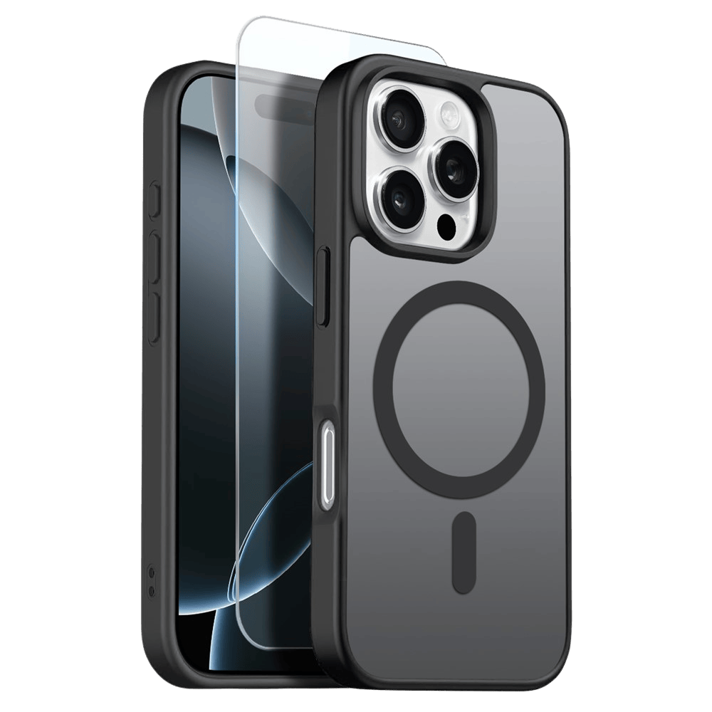 Northjo 2-in-1 iPhone 16 Pro Hoesje – Shockproof, MagSafe + Screenprotector Zwart