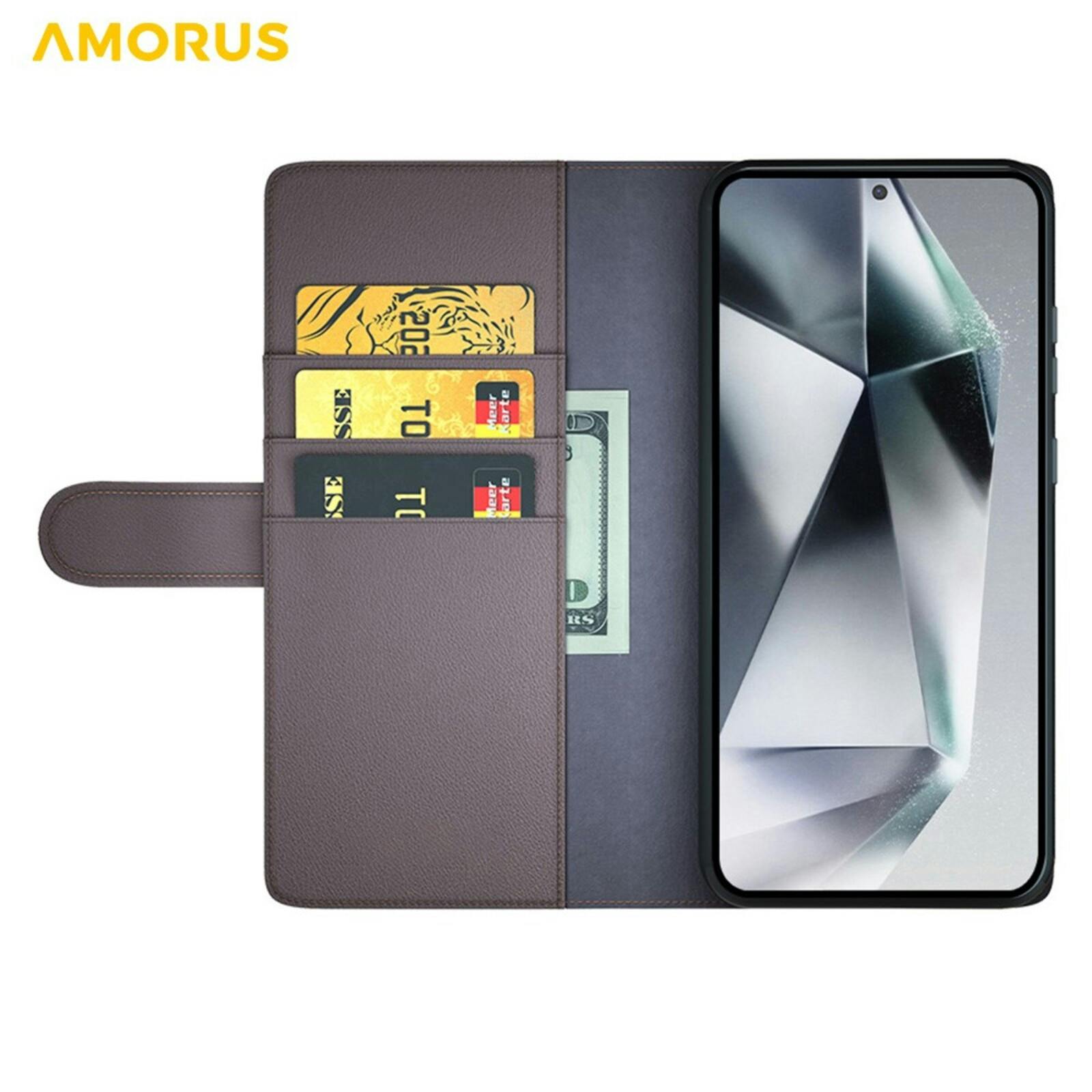 Amorus Samsung Galaxy S26 Ultra Luxe Lederen Bookcase Bruin