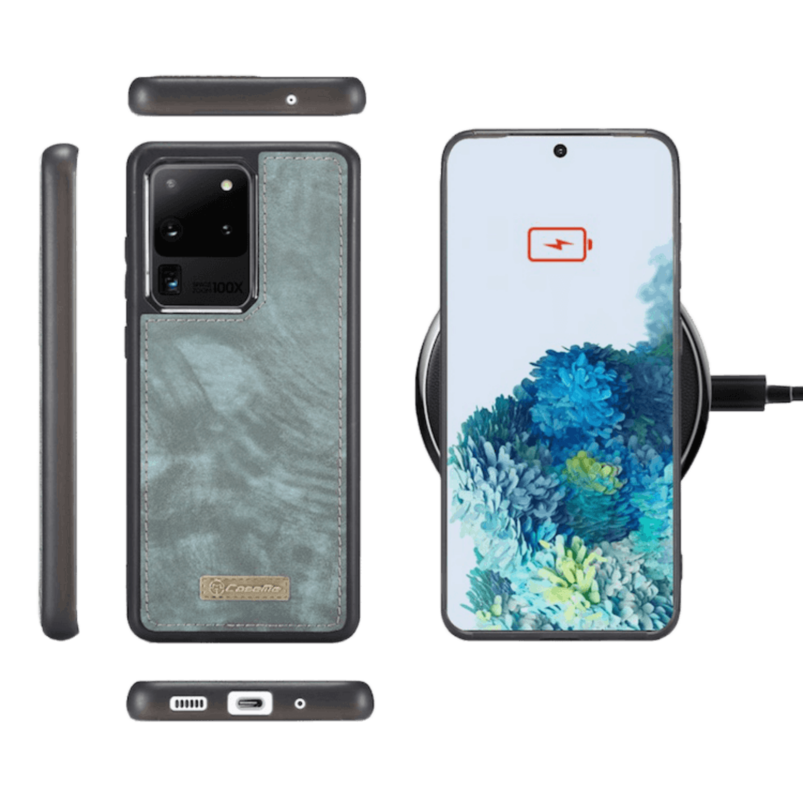 Caseme Samsung Galaxy S20 Ultra Vintage Bookcase Hoesje Blauw